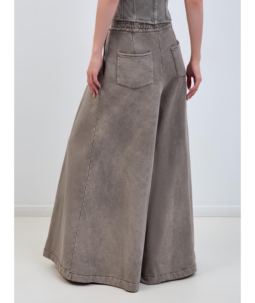 GIUSEPPE DI MORABITO Серые хлопковые брюки широкие, фото 4