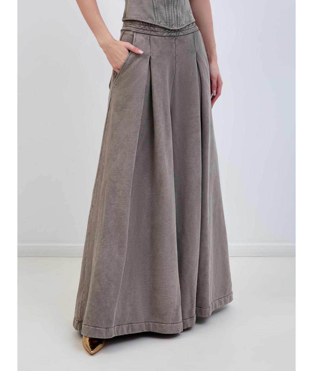 GIUSEPPE DI MORABITO Серые хлопковые брюки широкие, фото 3