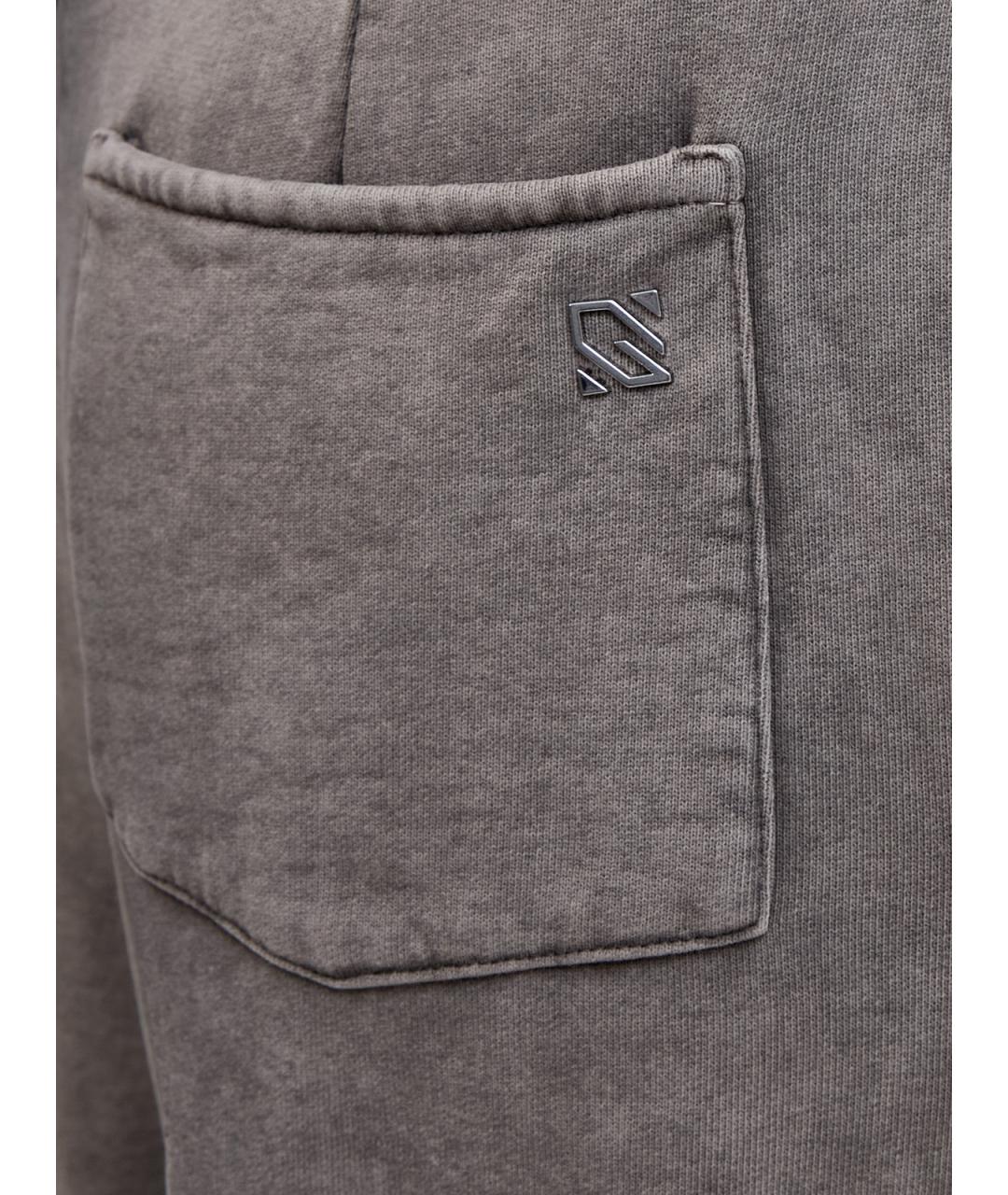 GIUSEPPE DI MORABITO Серые хлопковые брюки широкие, фото 5