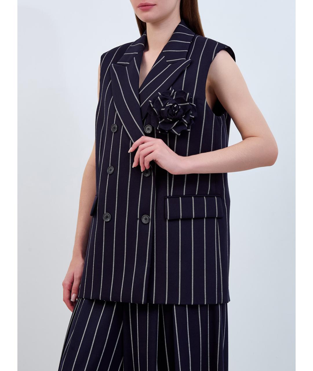 GIUSEPPE DI MORABITO Темно-синий полиэстеровый жилет, фото 3