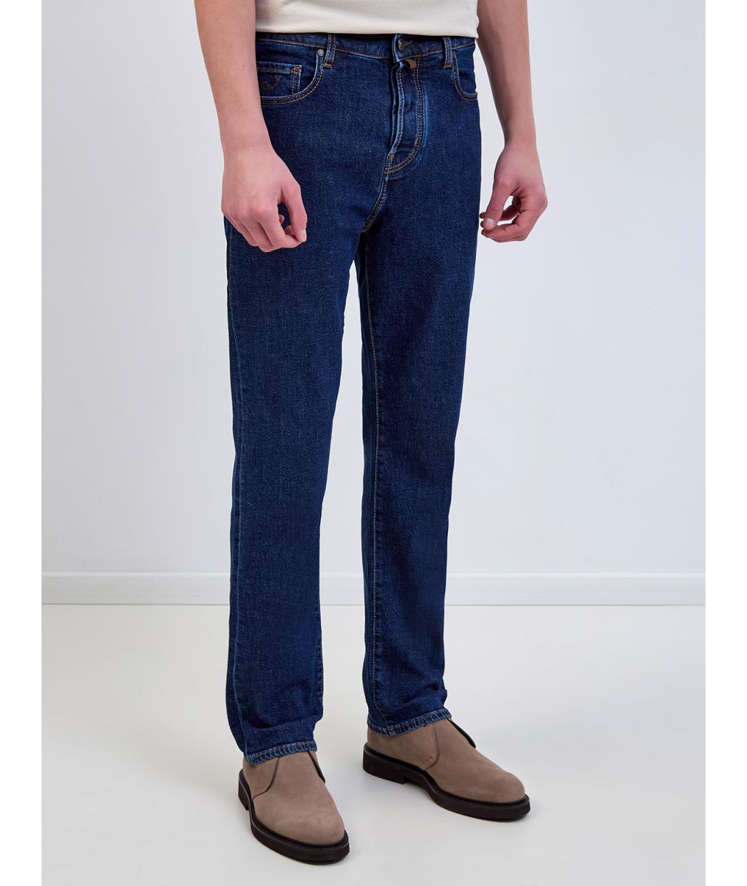 JACOB COHEN Синие хлопковые прямые джинсы, фото 3