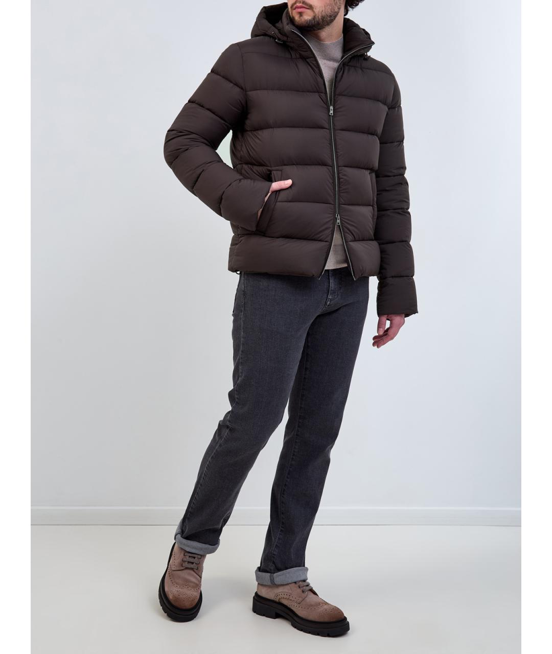 HERNO Коричневый полиамидовый пуховик, фото 2