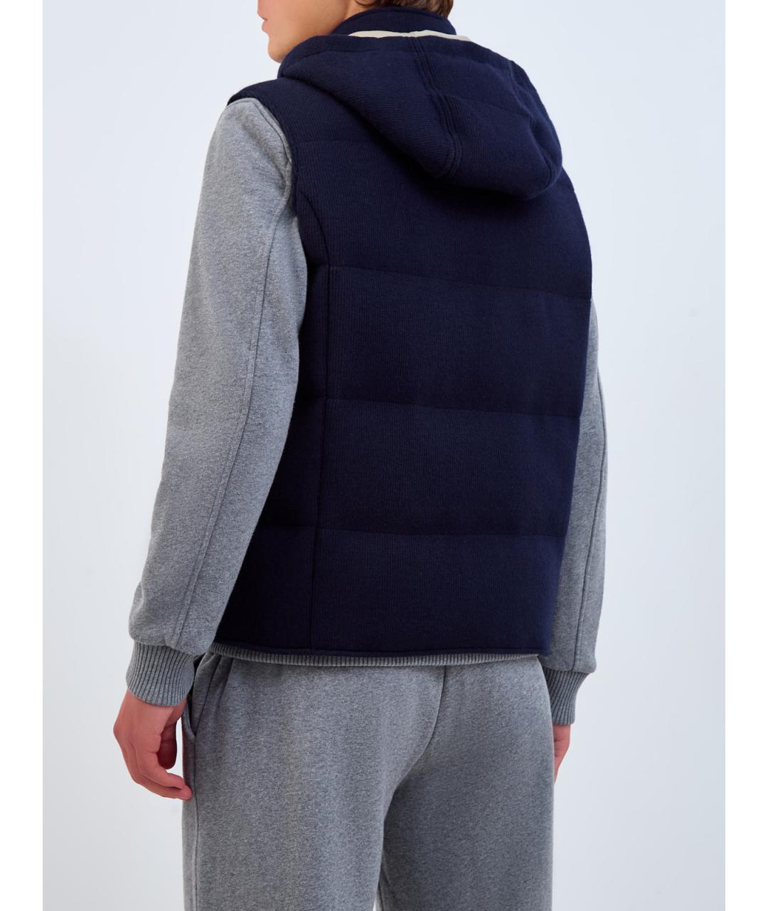 ELEVENTY Темно-синий шерстяной жилет, фото 4