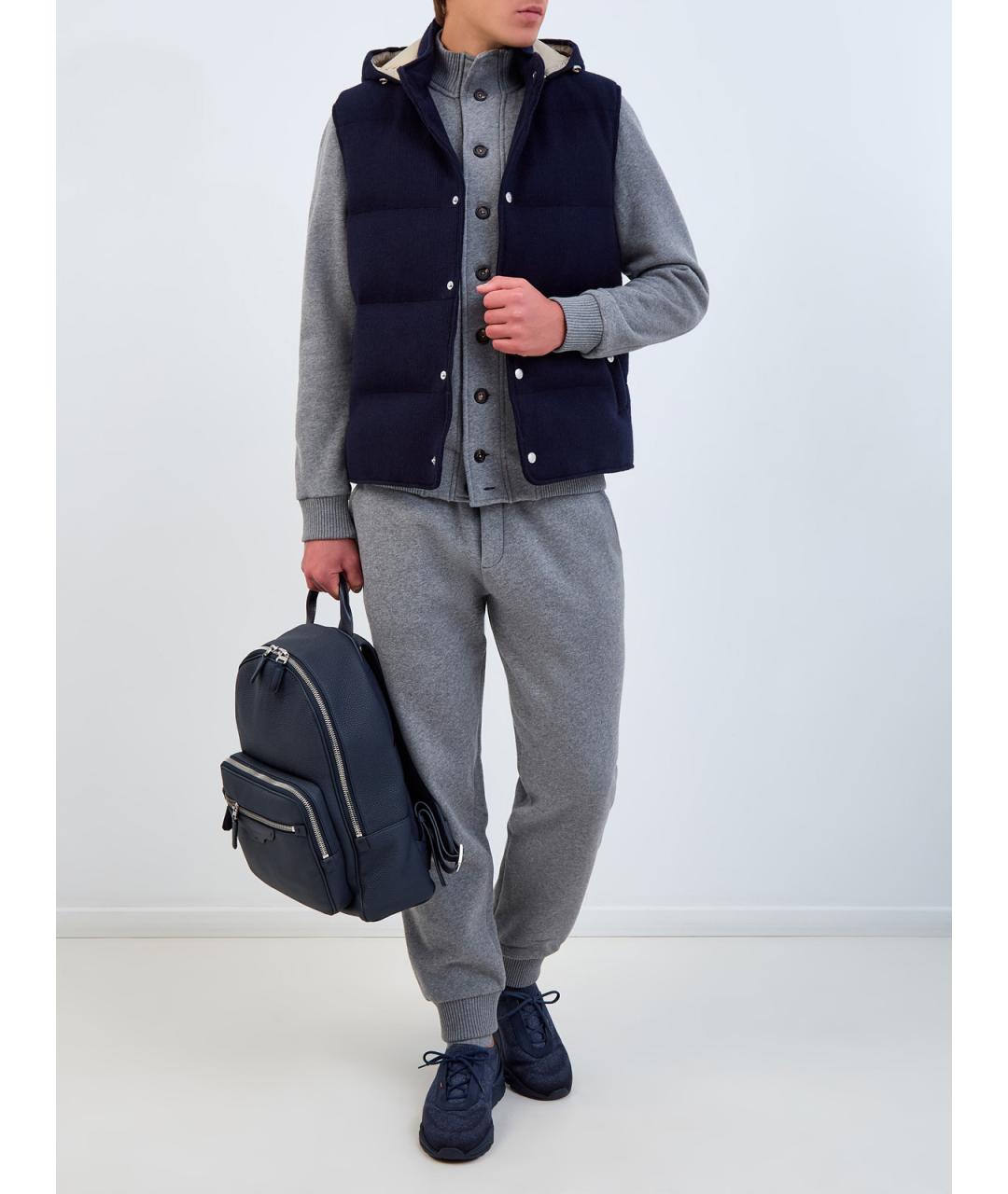 ELEVENTY Темно-синий шерстяной жилет, фото 2