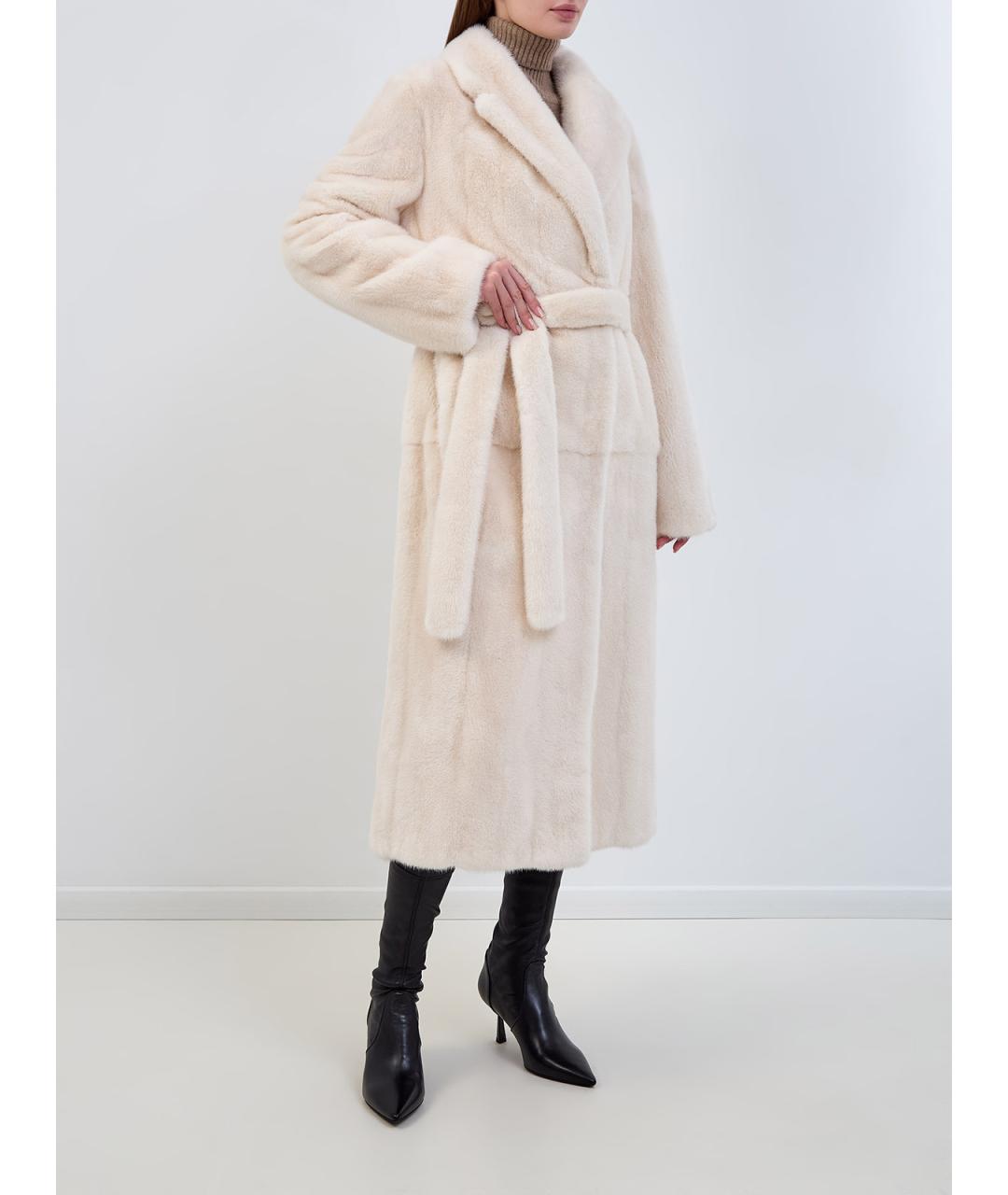 YVES SALOMON Белая меховая шуба, фото 3