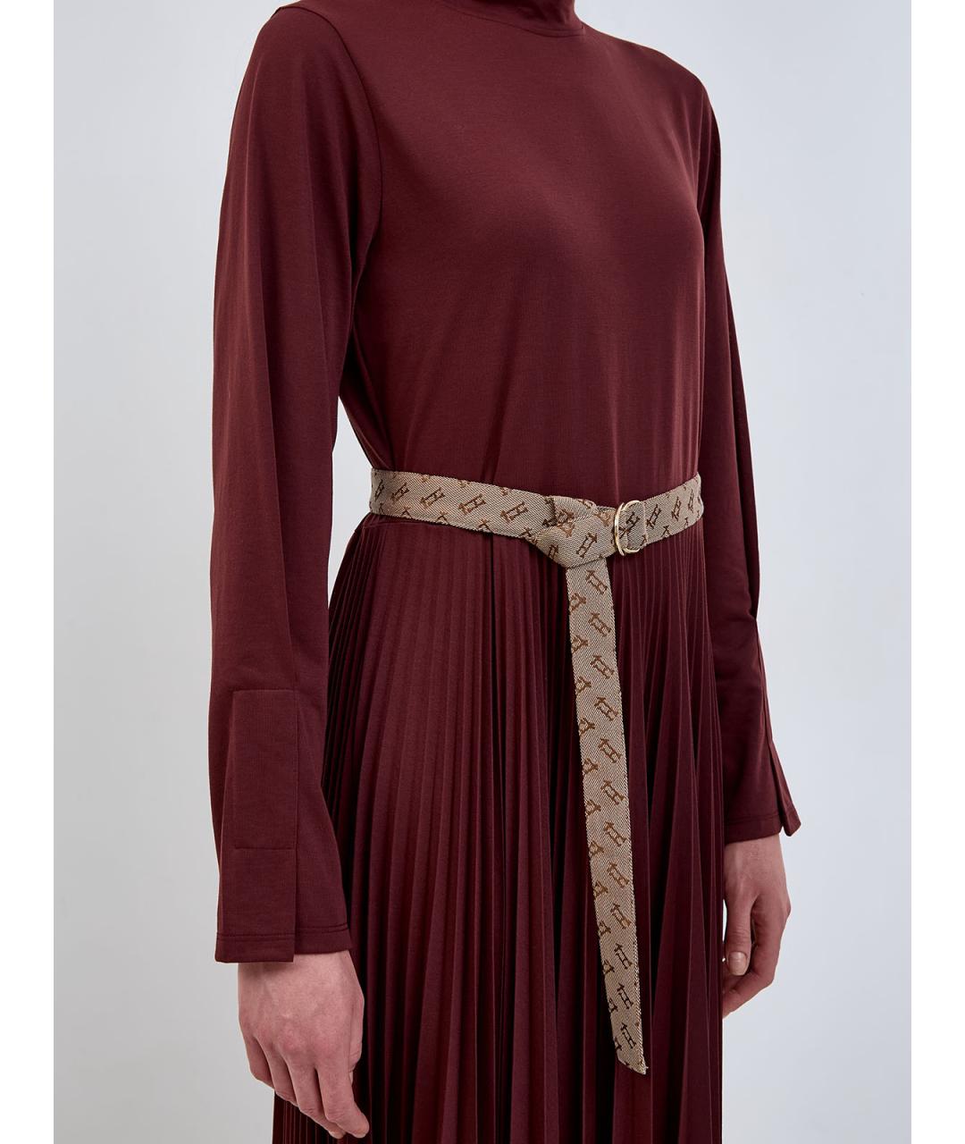 HERNO Бордовое полиэстеровое повседневное платье, фото 5