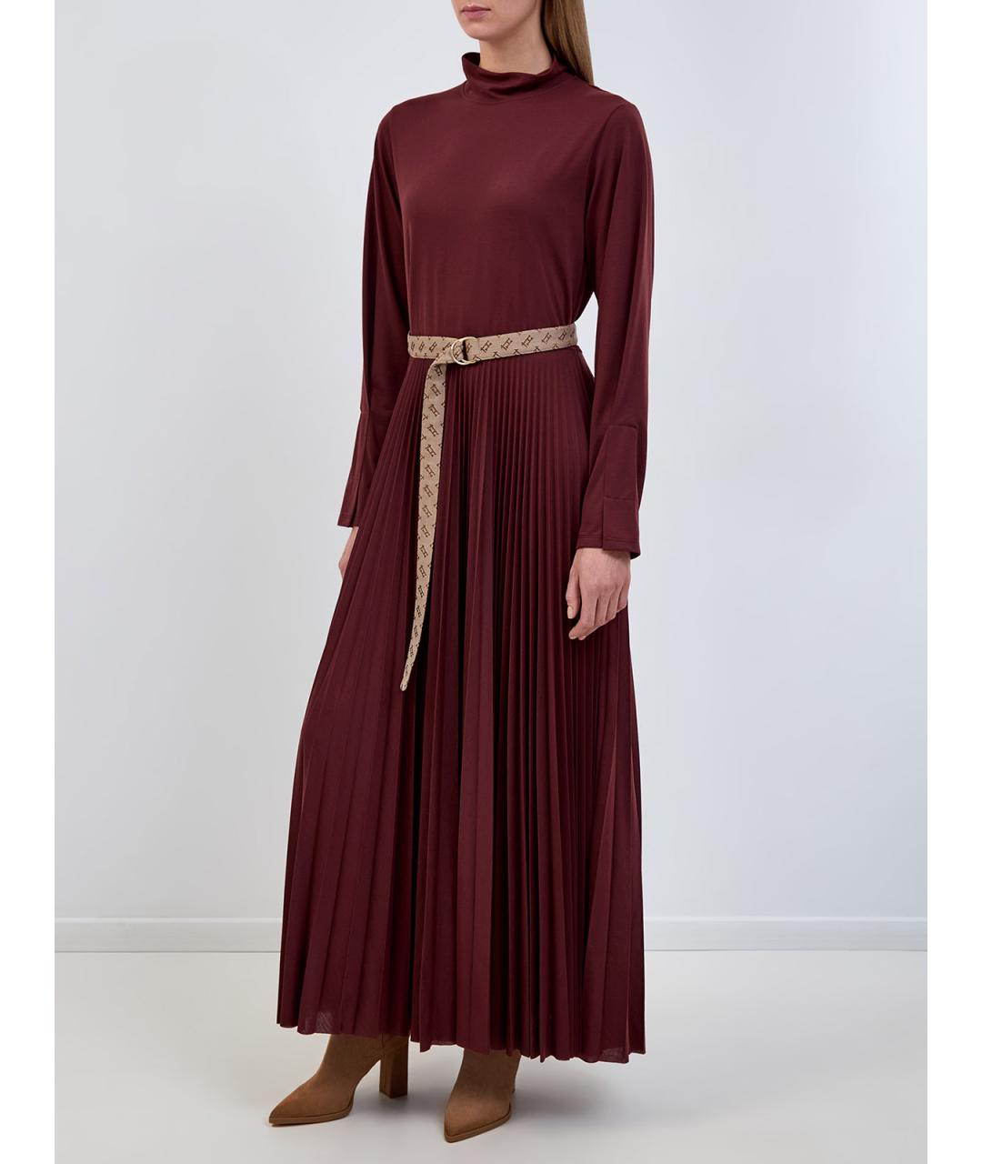 HERNO Бордовое полиэстеровое повседневное платье, фото 3