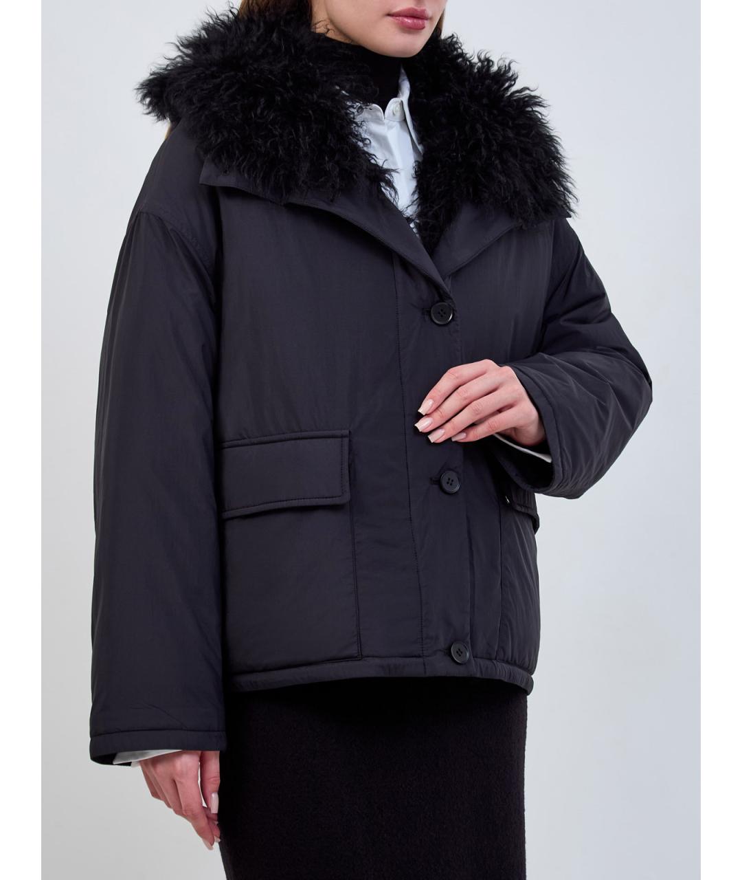 YVES SALOMON Черный полиамидовый пуховик, фото 3