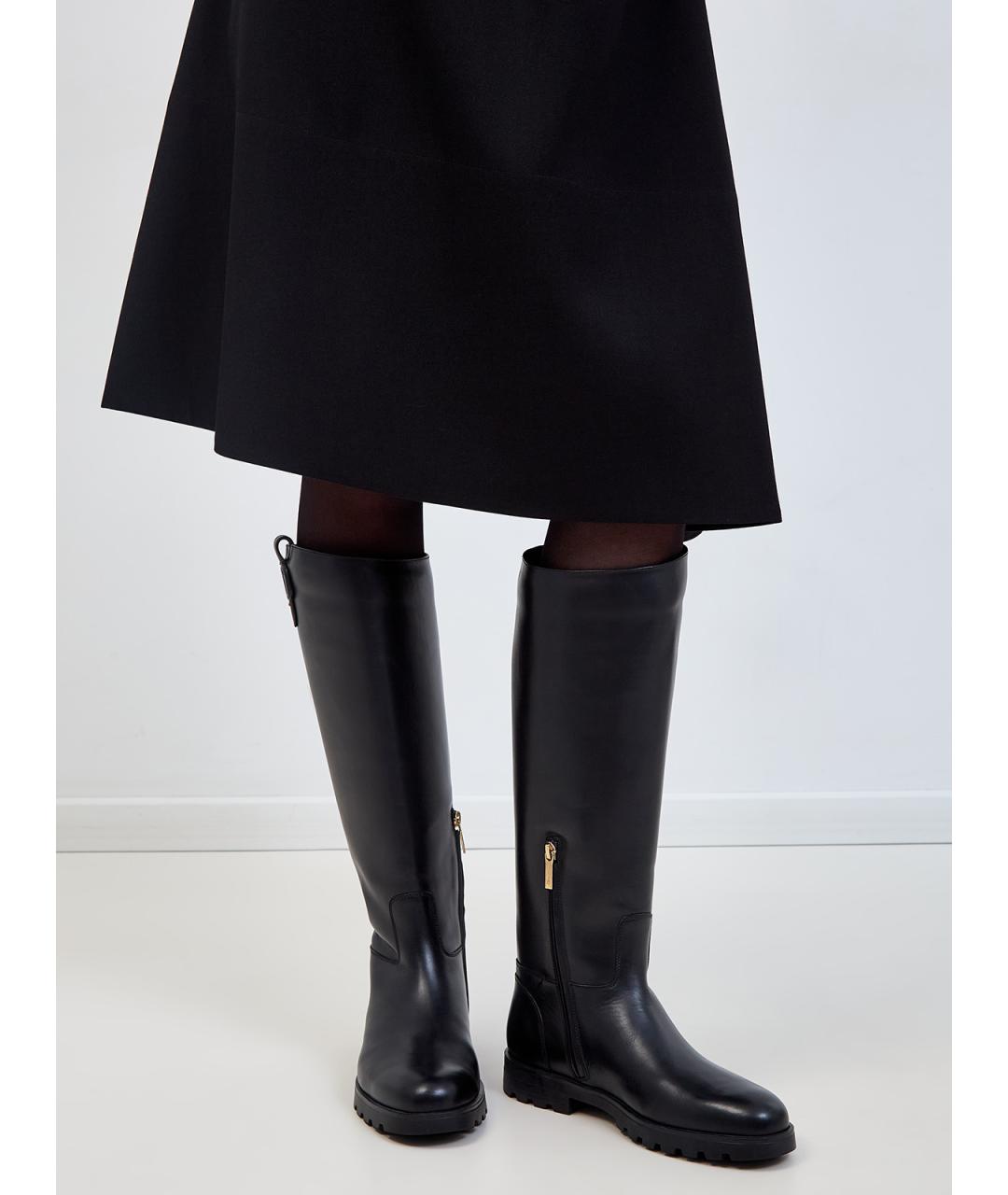 SANTONI Черные кожаные сапоги, фото 2