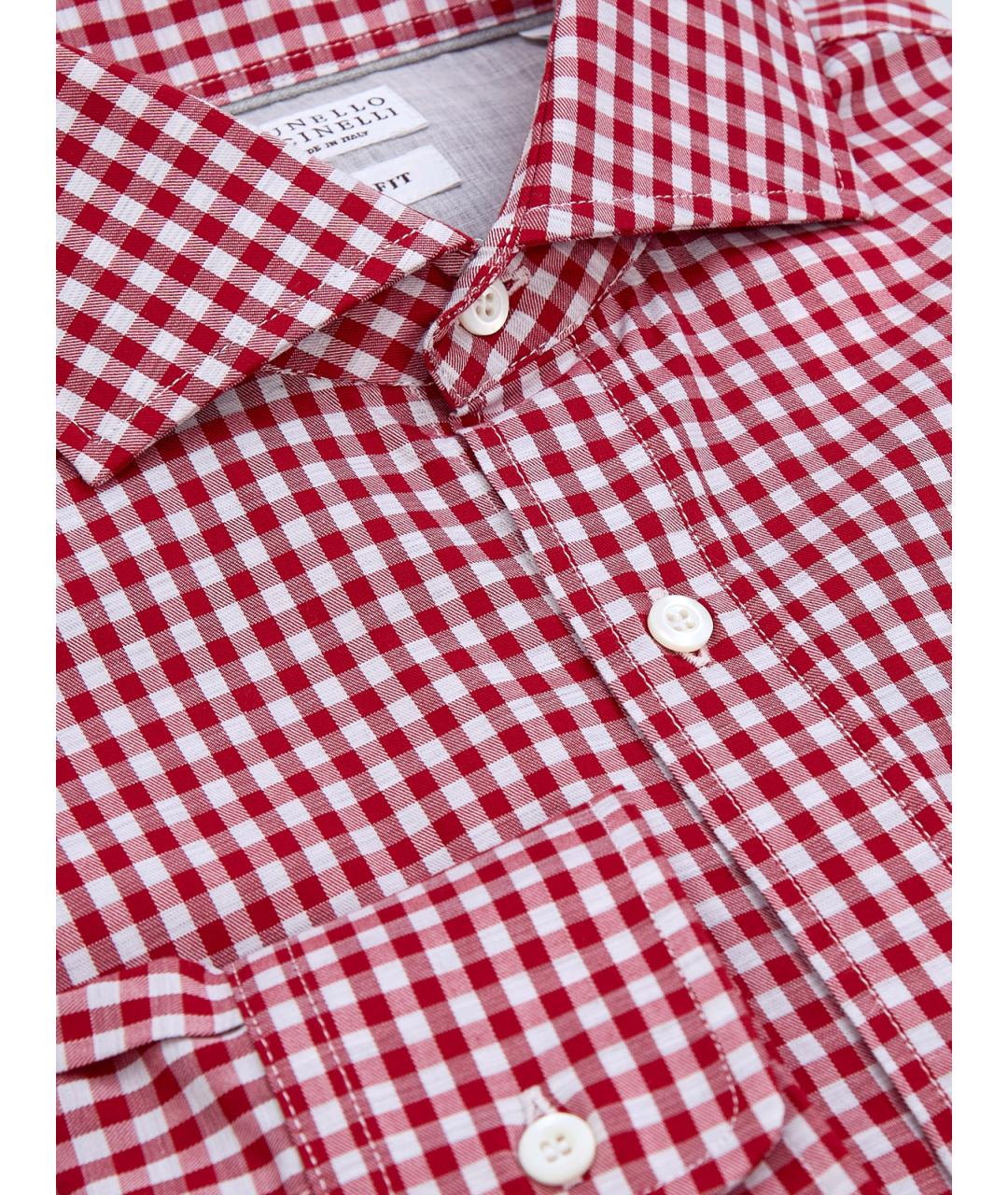 BRUNELLO CUCINELLI Красная кэжуал рубашка, фото 6