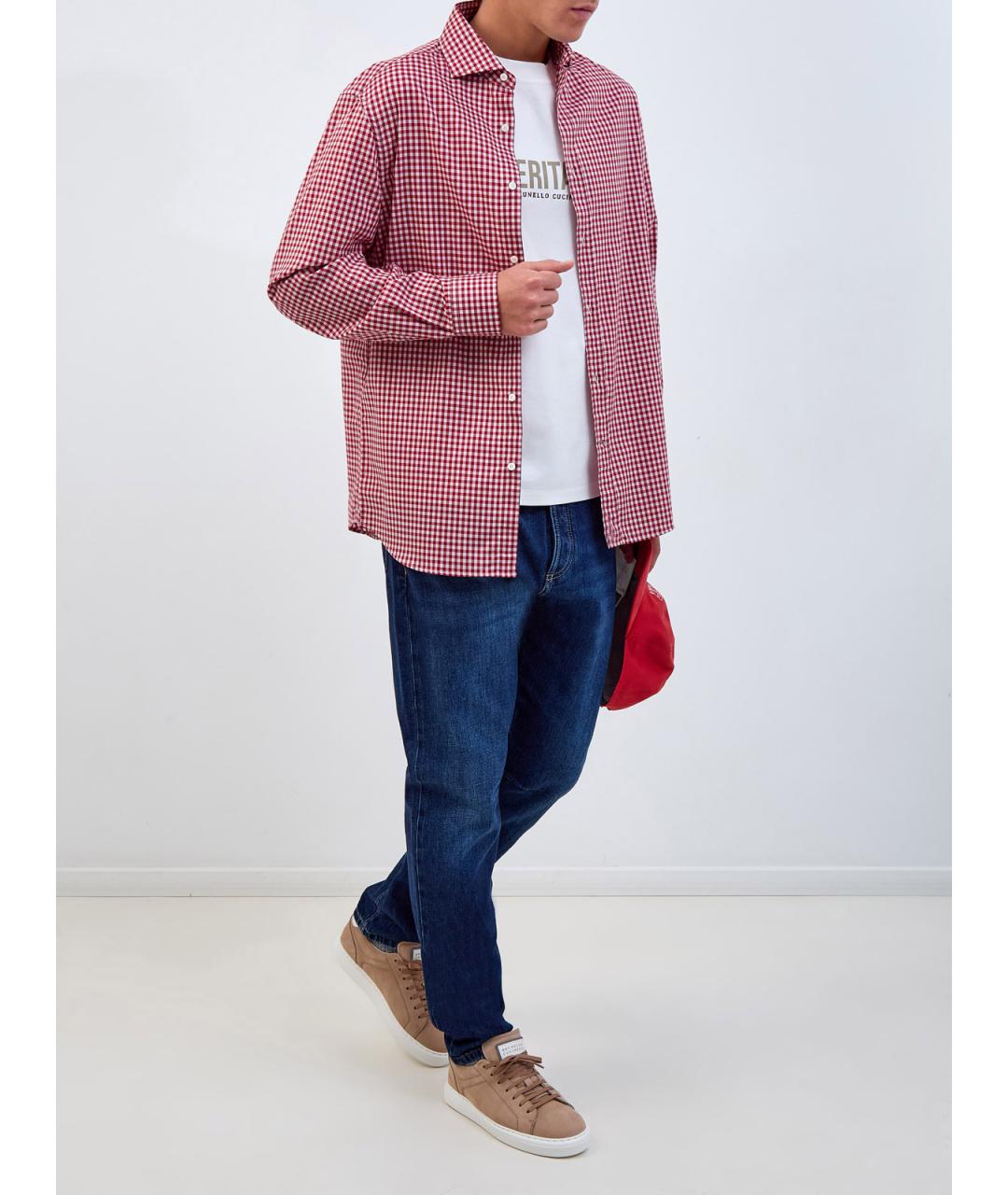 BRUNELLO CUCINELLI Красная кэжуал рубашка, фото 2