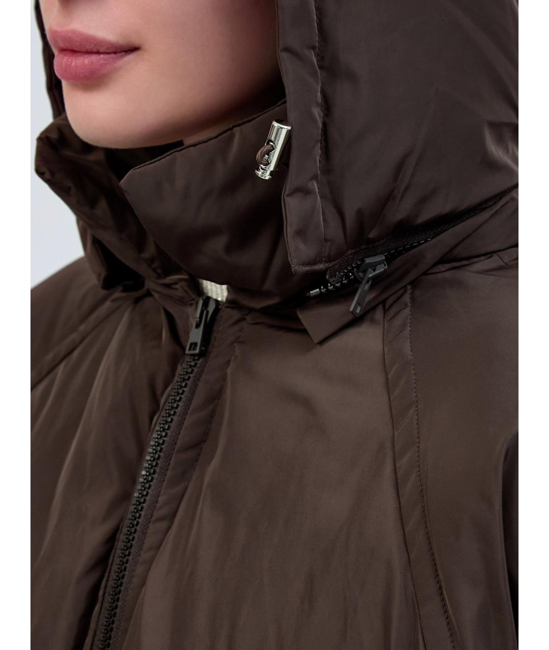 YVES SALOMON Коричневый полиэстеровый пуховик, фото 6