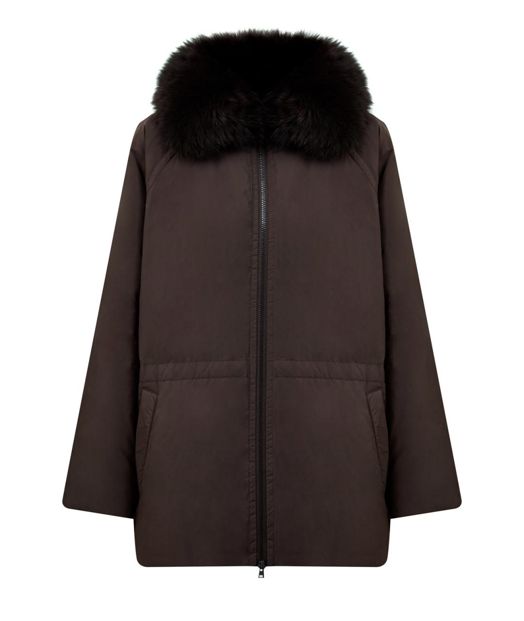 YVES SALOMON Коричневый полиэстеровый пуховик, фото 1