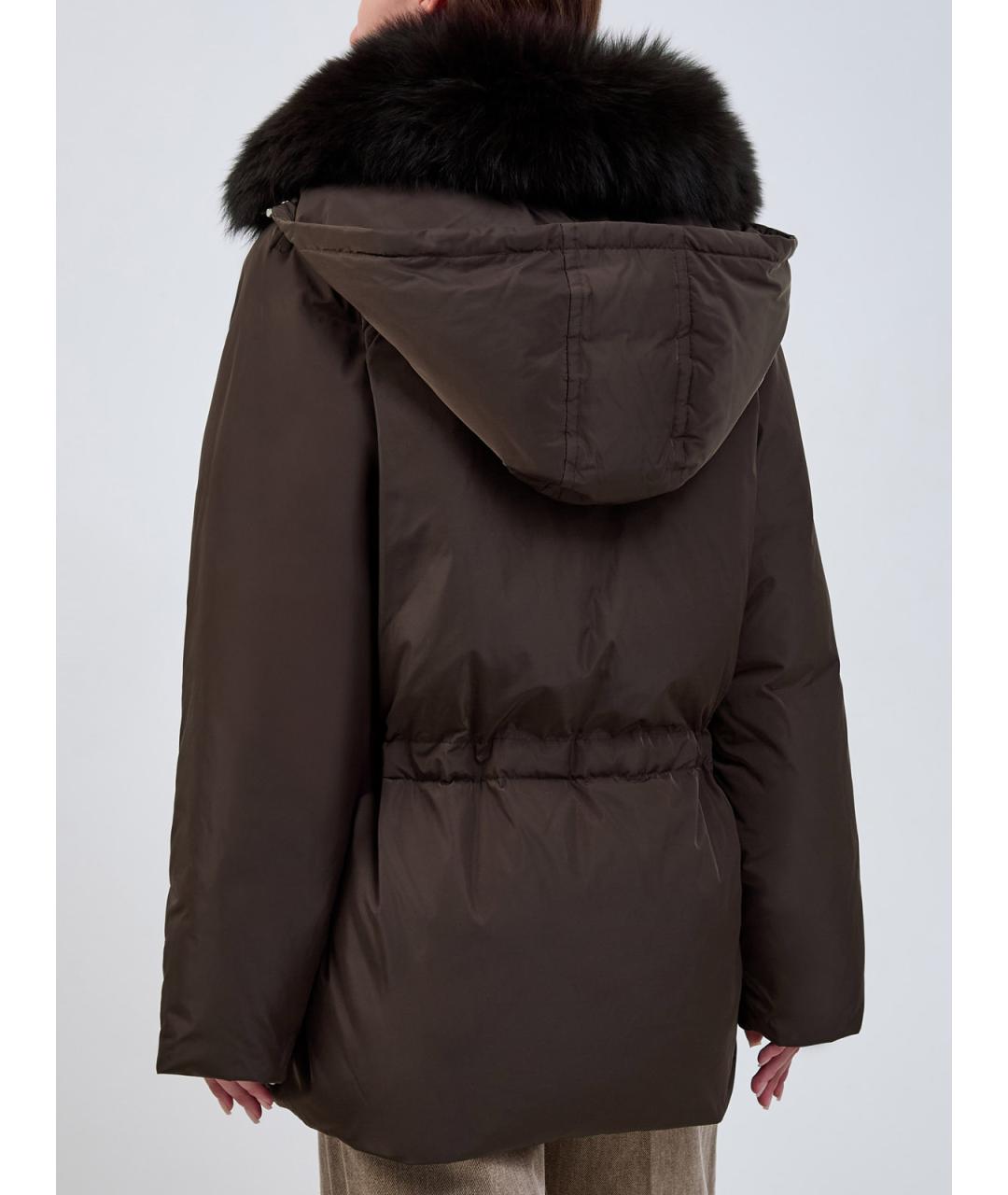 YVES SALOMON Коричневый полиэстеровый пуховик, фото 4