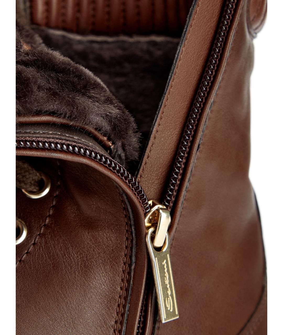 SANTONI Коричневые кожаные ботинки, фото 7