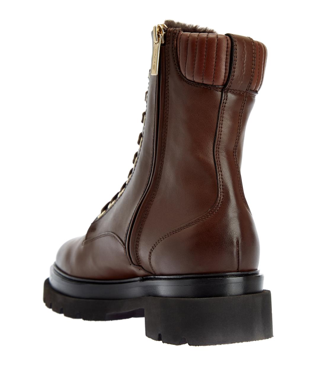 SANTONI Коричневые кожаные ботинки, фото 4