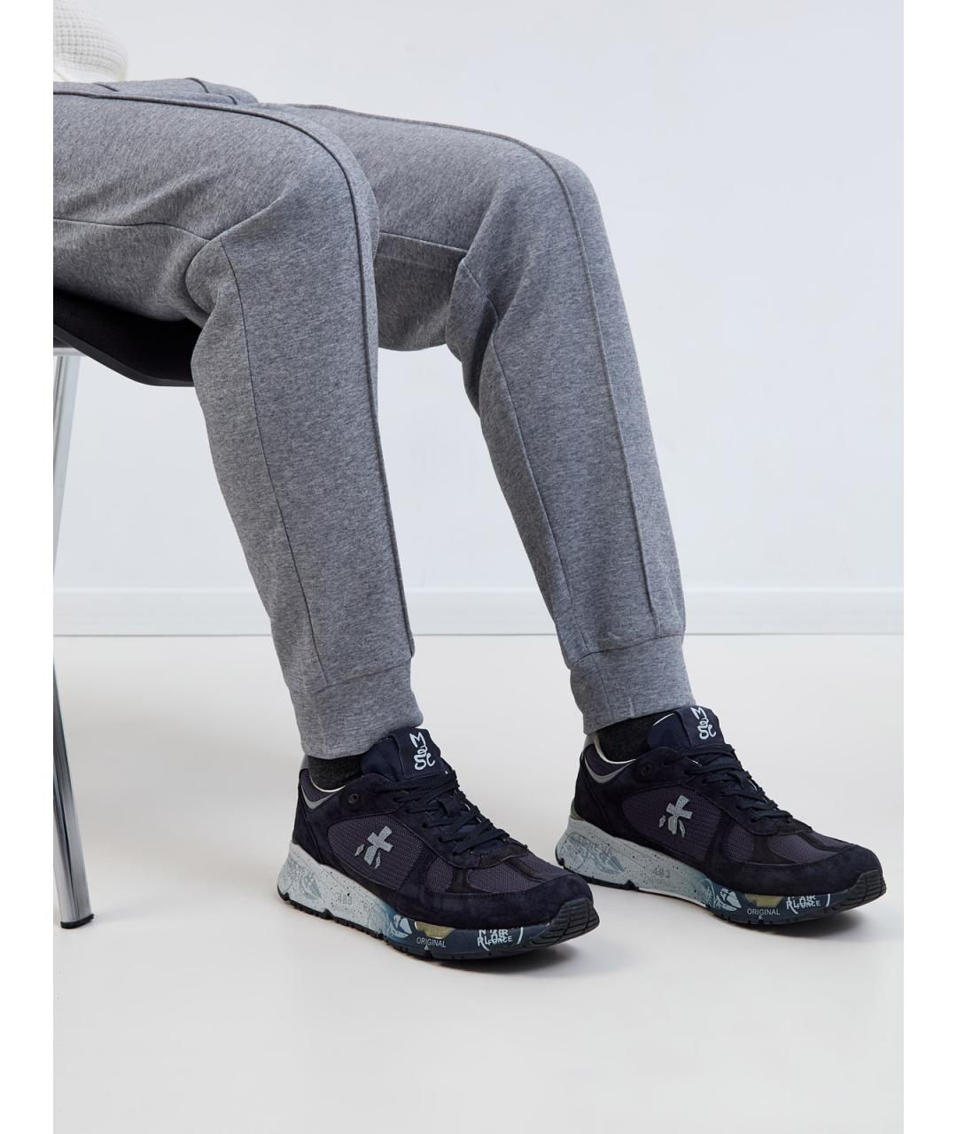 PREMIATA Синие текстильные низкие кроссовки / кеды, фото 2