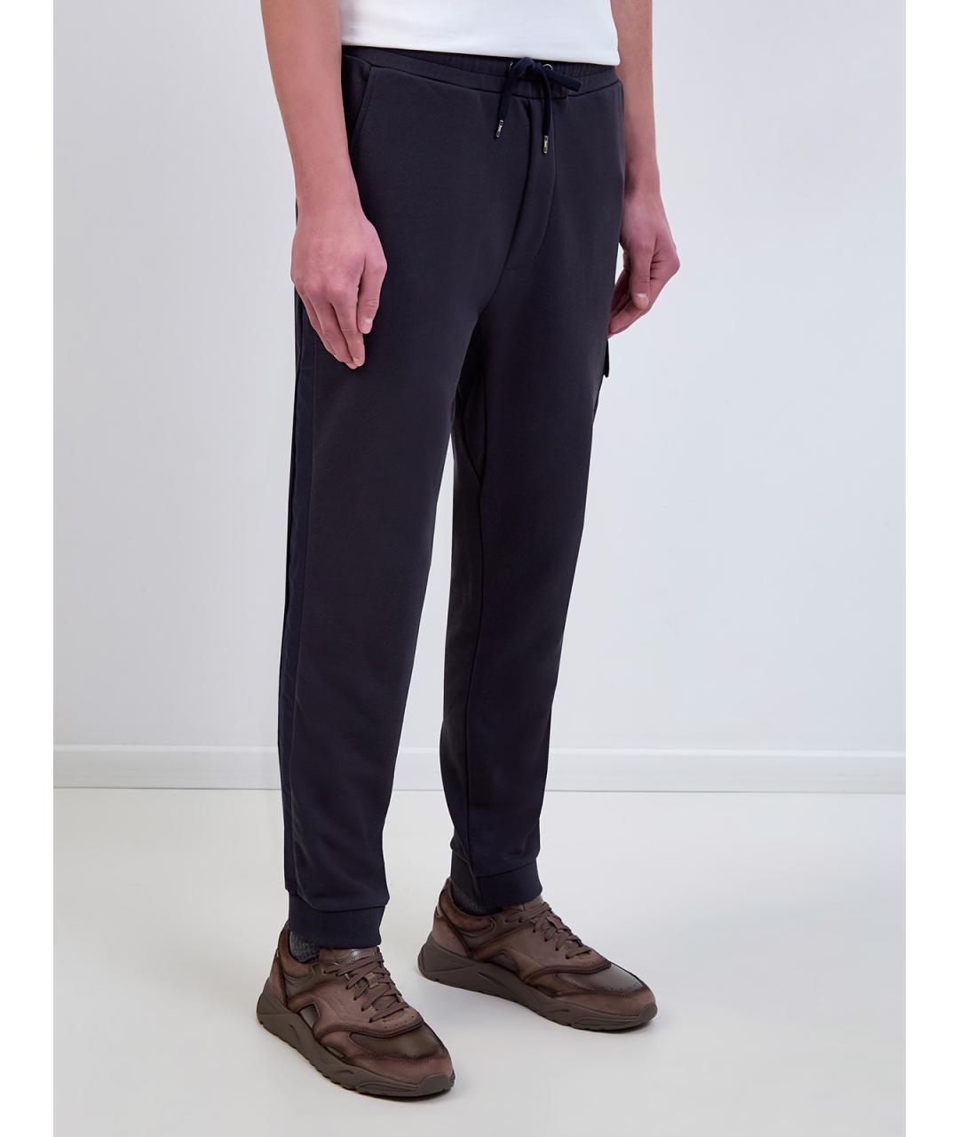 HERNO Синие хлопковые повседневные брюки, фото 3