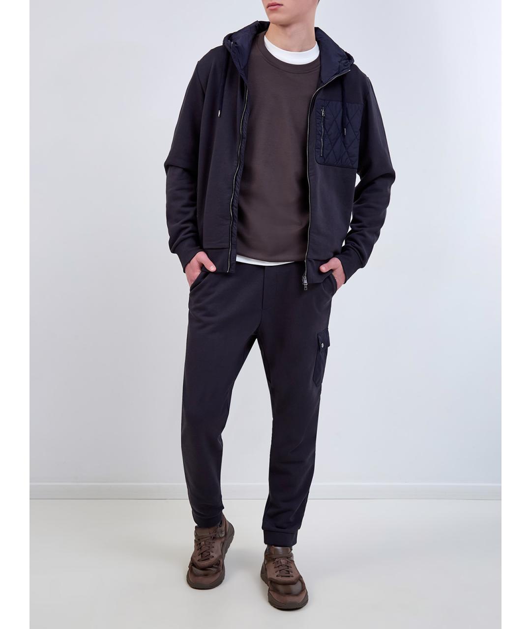 HERNO Синие хлопковые повседневные брюки, фото 2