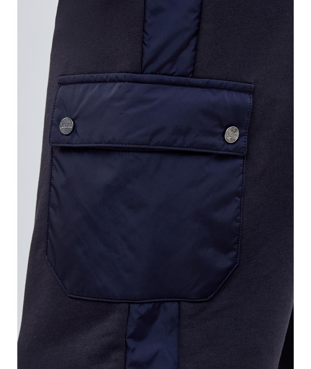 HERNO Синие хлопковые повседневные брюки, фото 5