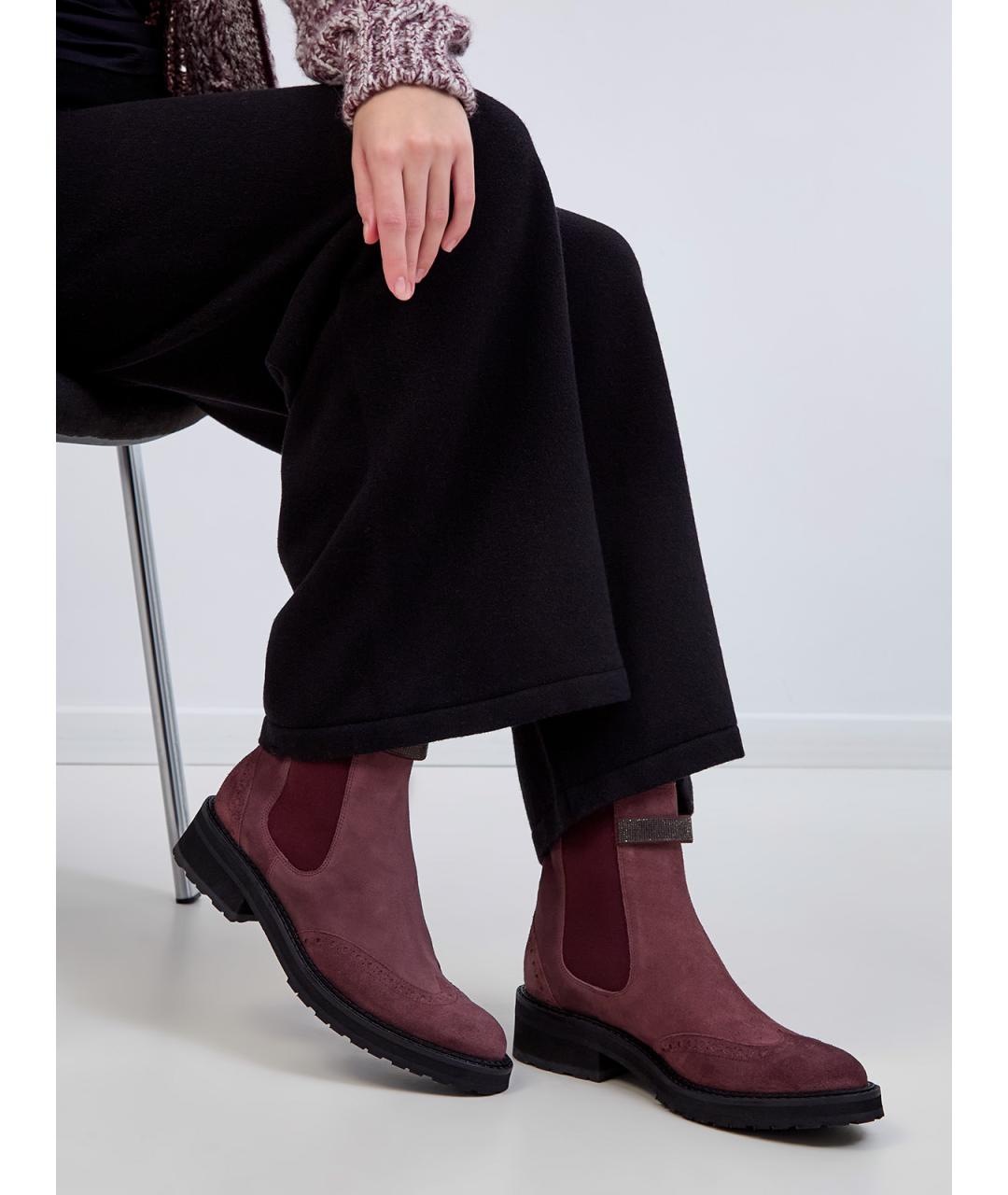 ELEVENTY Бордовые замшевые ботинки, фото 2
