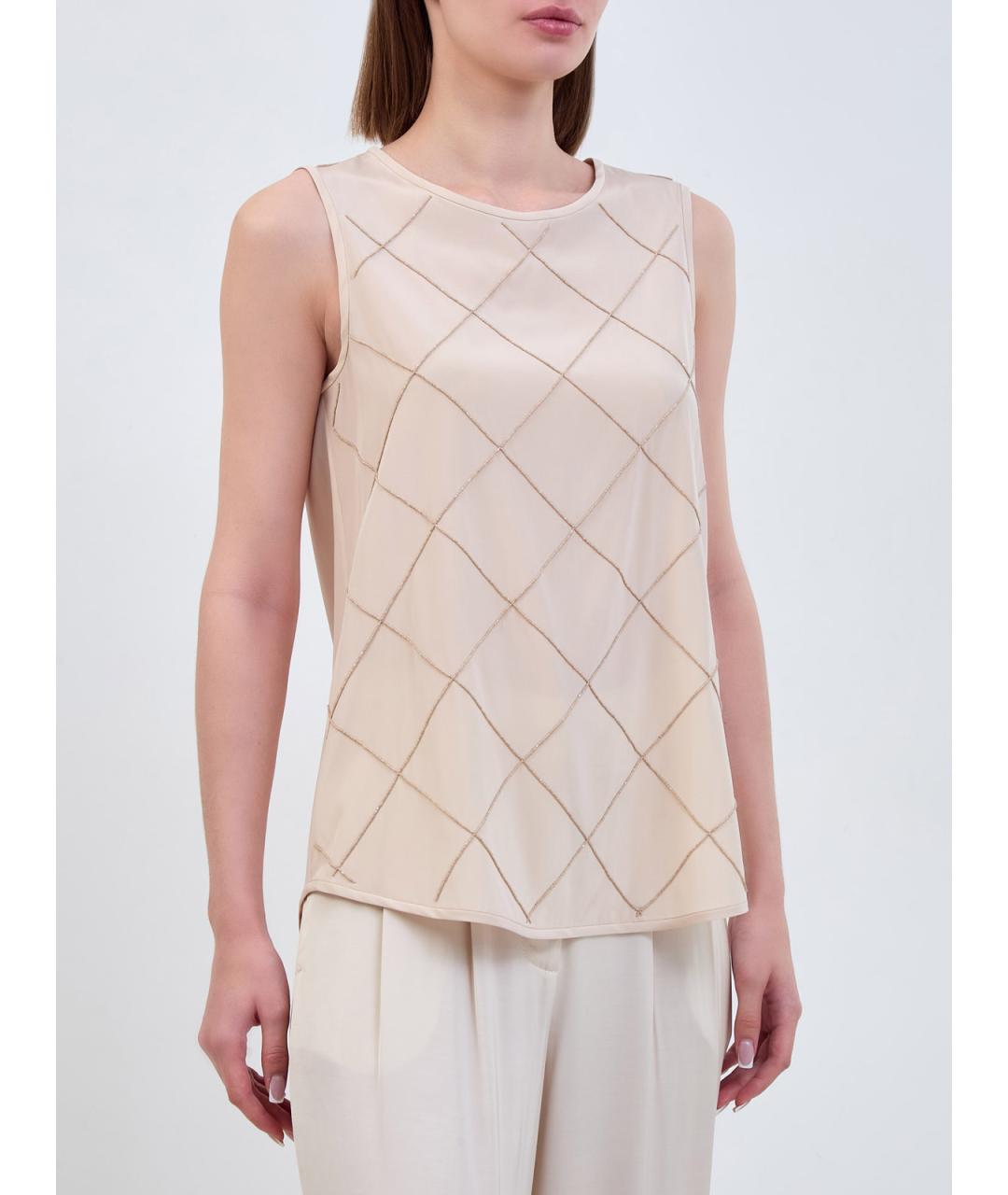 PESERICO Бежевая шелковая блузы, фото 3