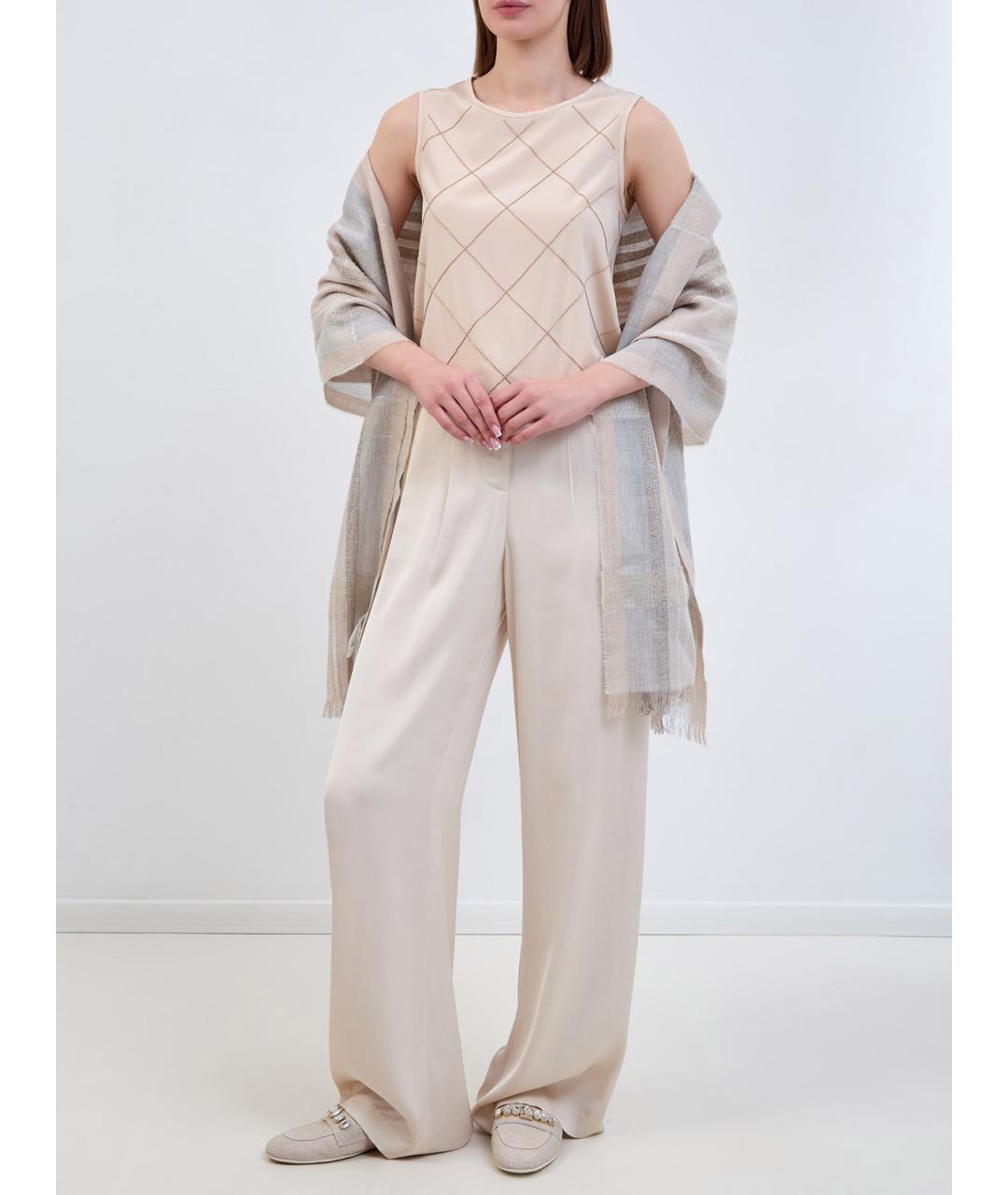 PESERICO Бежевая шелковая блузы, фото 2