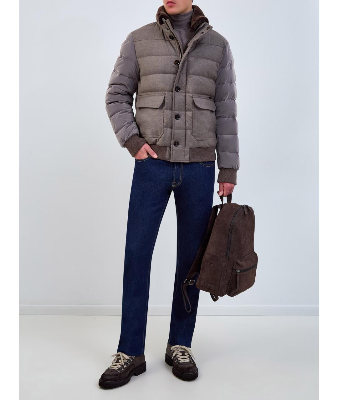 MOORER Коричневый полиамидовый пуховик, фото 2