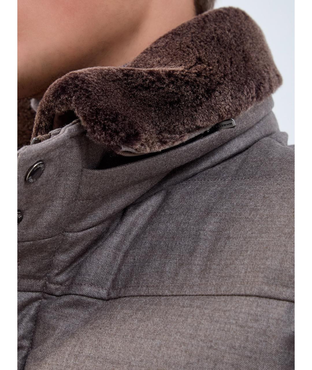 MOORER Коричневый полиамидовый пуховик, фото 6