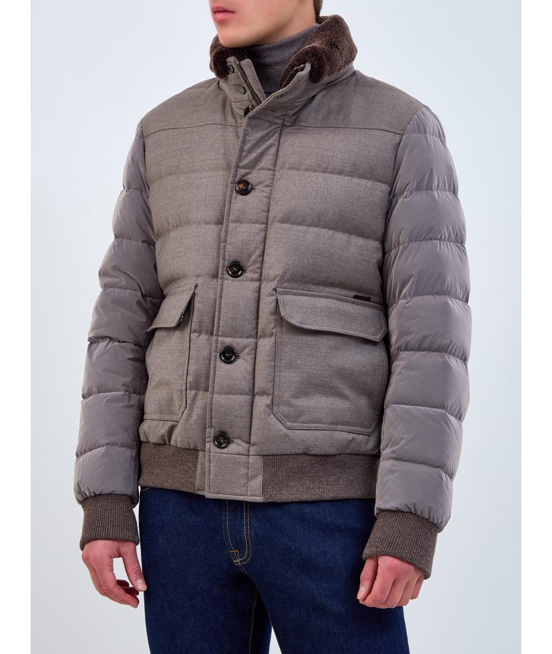 MOORER Коричневый полиамидовый пуховик, фото 3