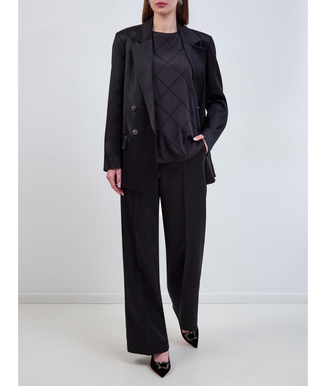 PESERICO Черная шелковая блузы, фото 2