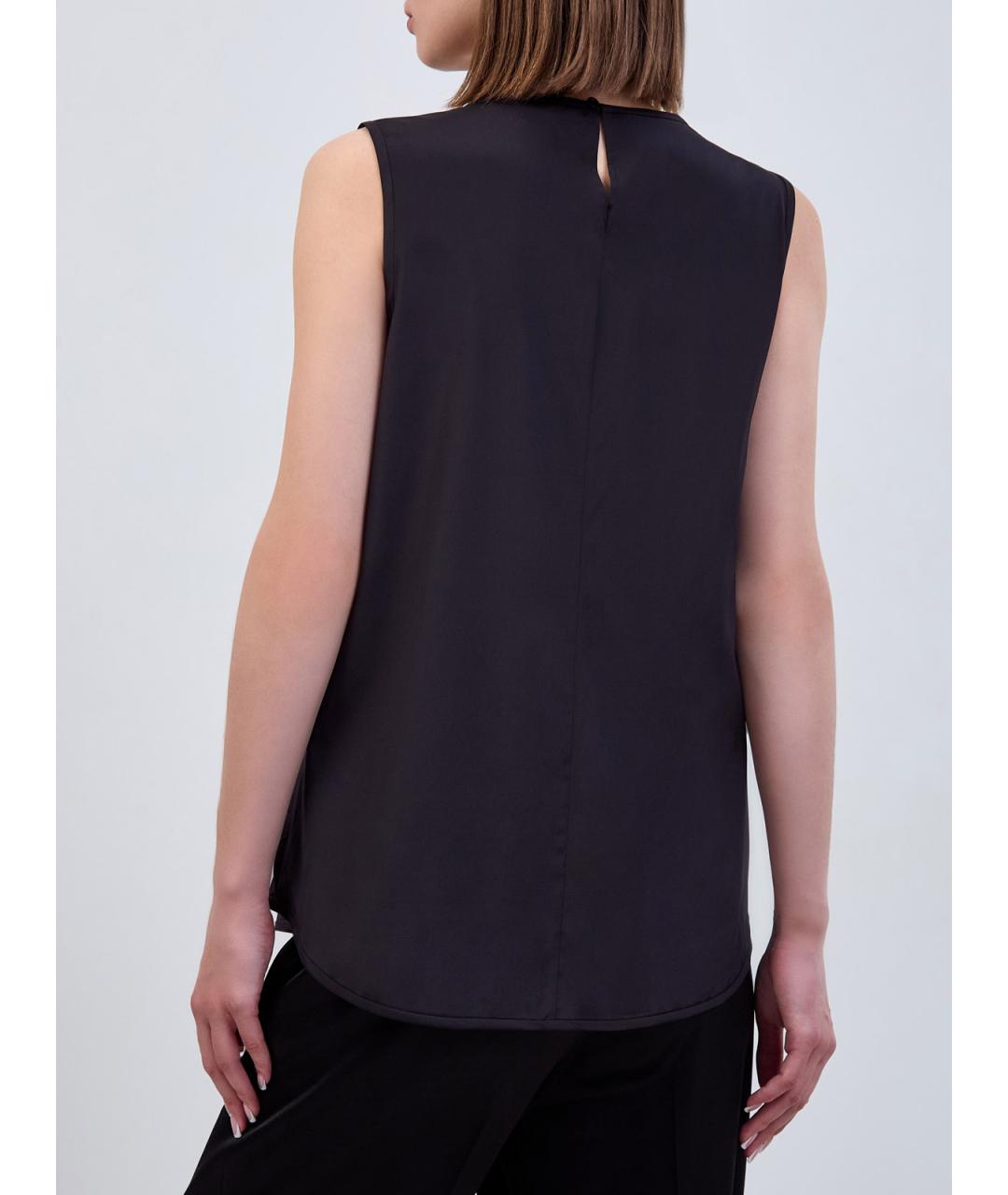 PESERICO Черная шелковая блузы, фото 4