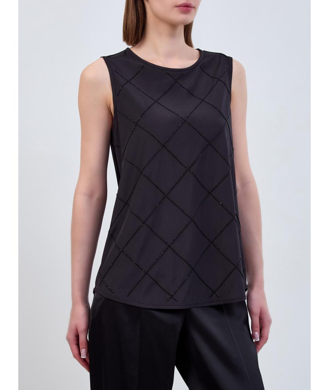 PESERICO Черная шелковая блузы, фото 3