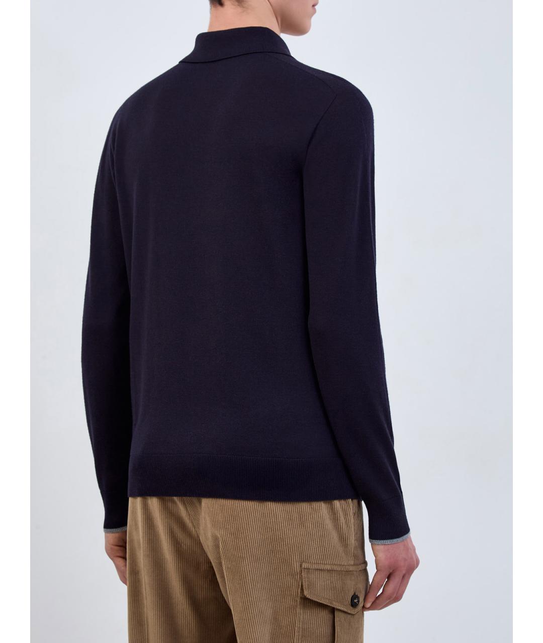 PESERICO Синее поло с длинным рукавом, фото 4