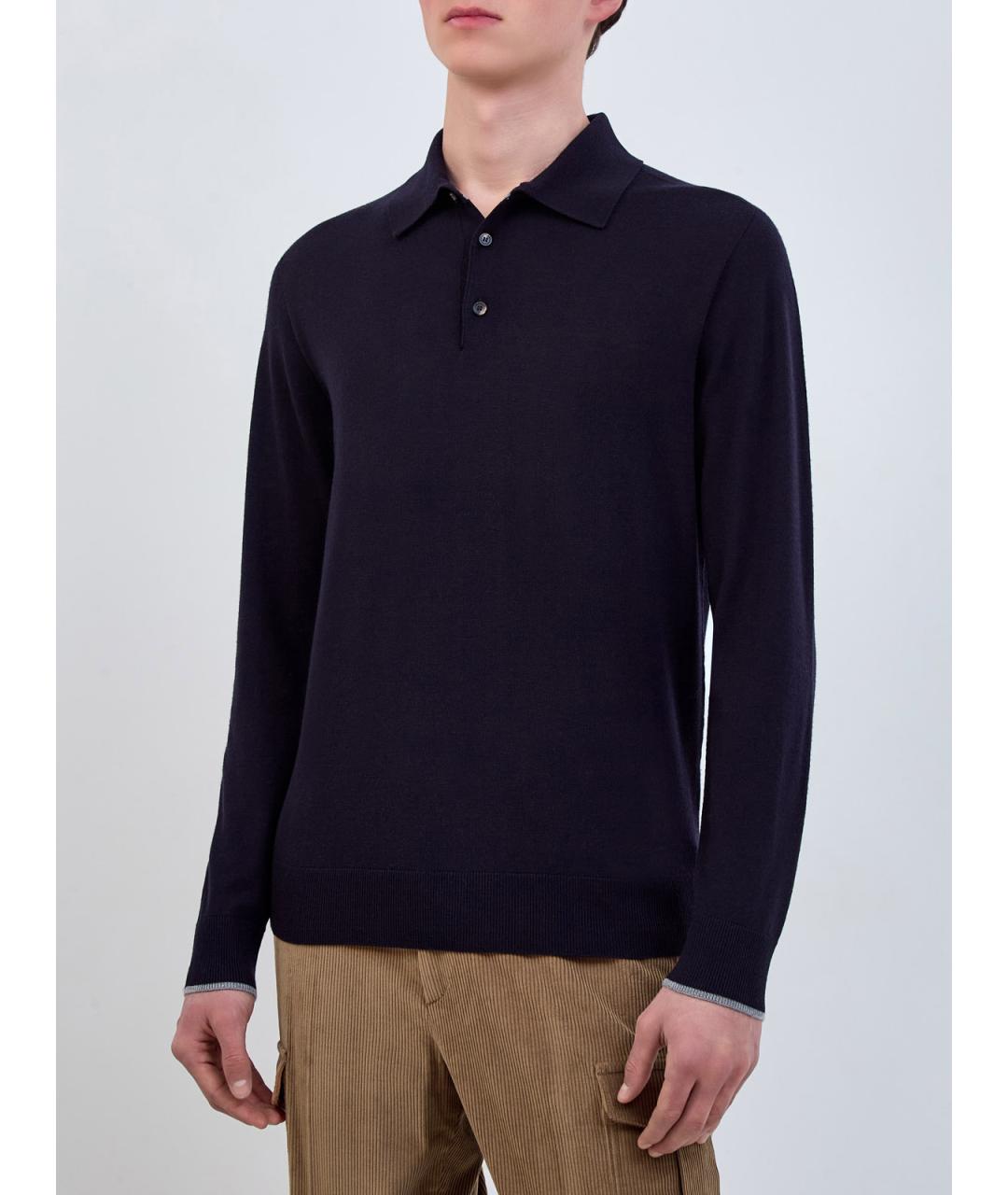 PESERICO Синее поло с длинным рукавом, фото 3