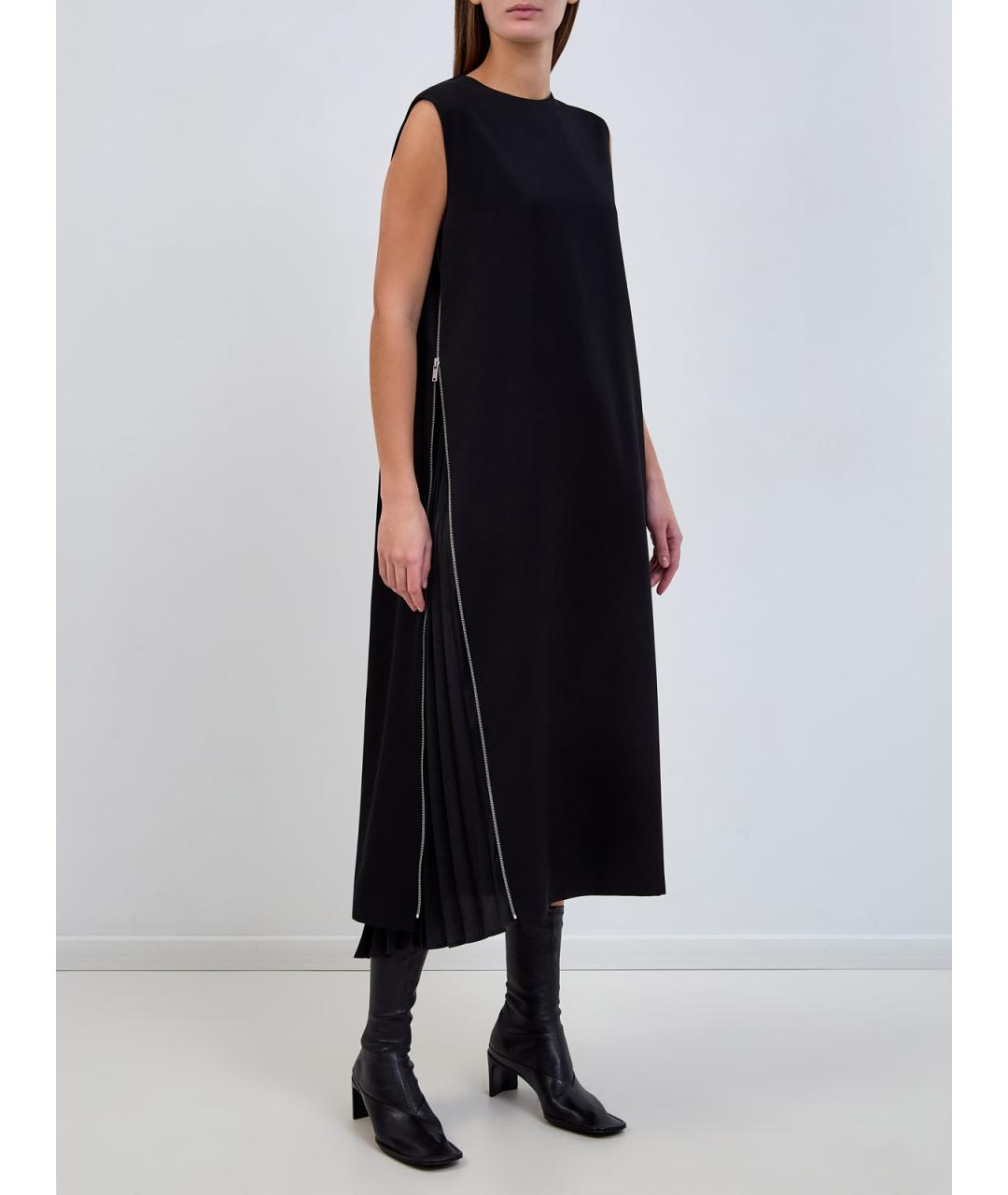 JIL SANDER Черное шерстяное повседневное платье, фото 3