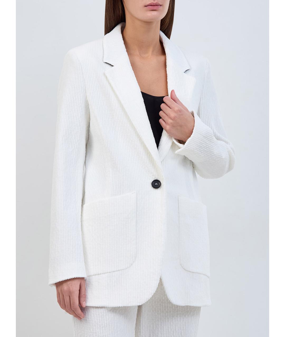 LORENA ANTONIAZZI Белый хлопковый жакет/пиджак, фото 3