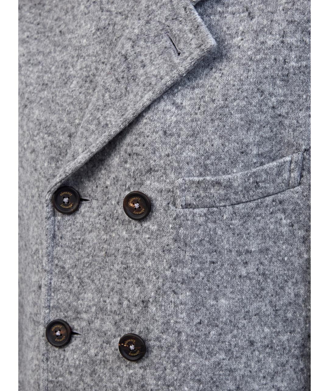 ELEVENTY Серое шерстяное пальто, фото 4
