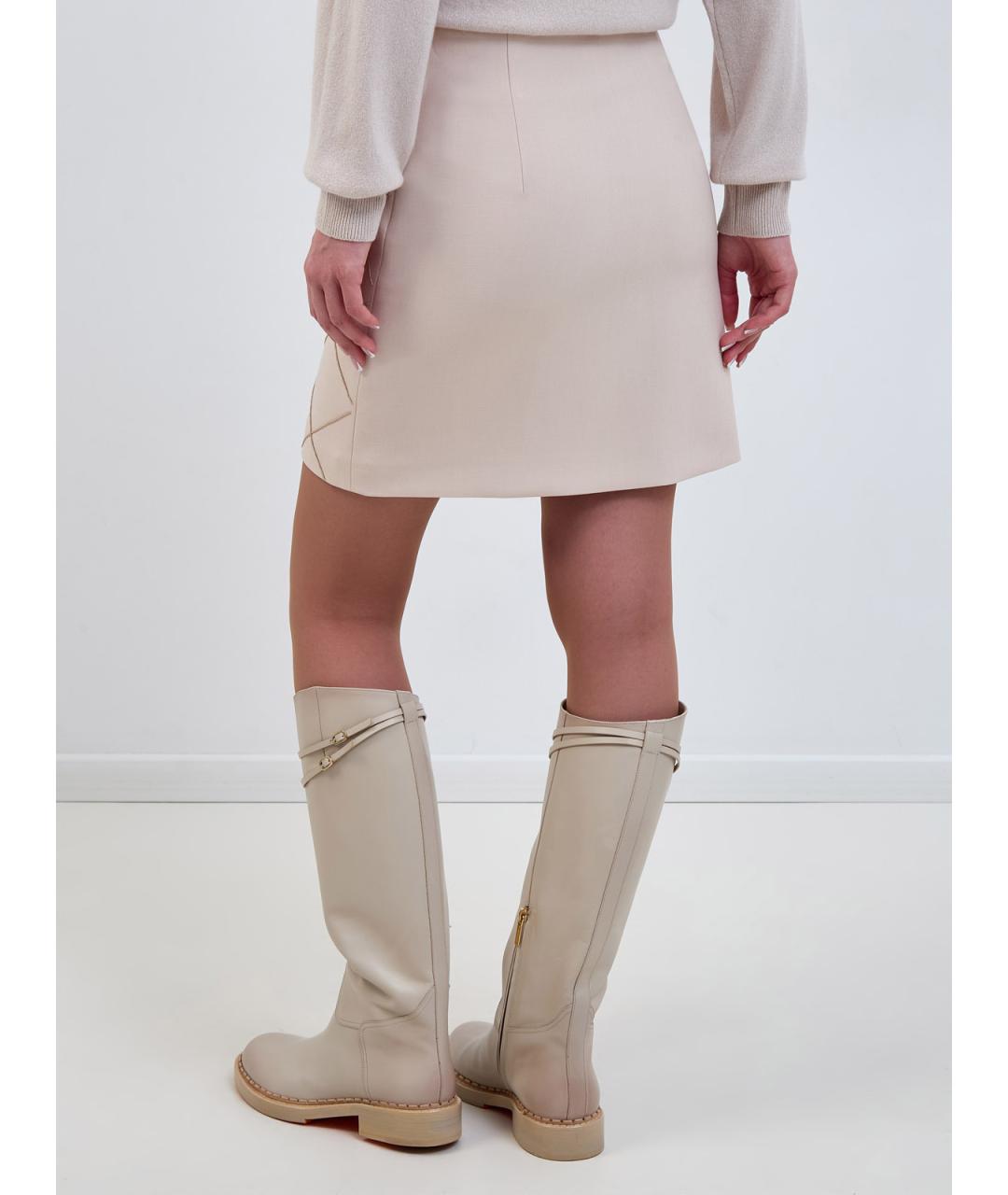PESERICO Бежевая полиэстеровая юбка мини, фото 4