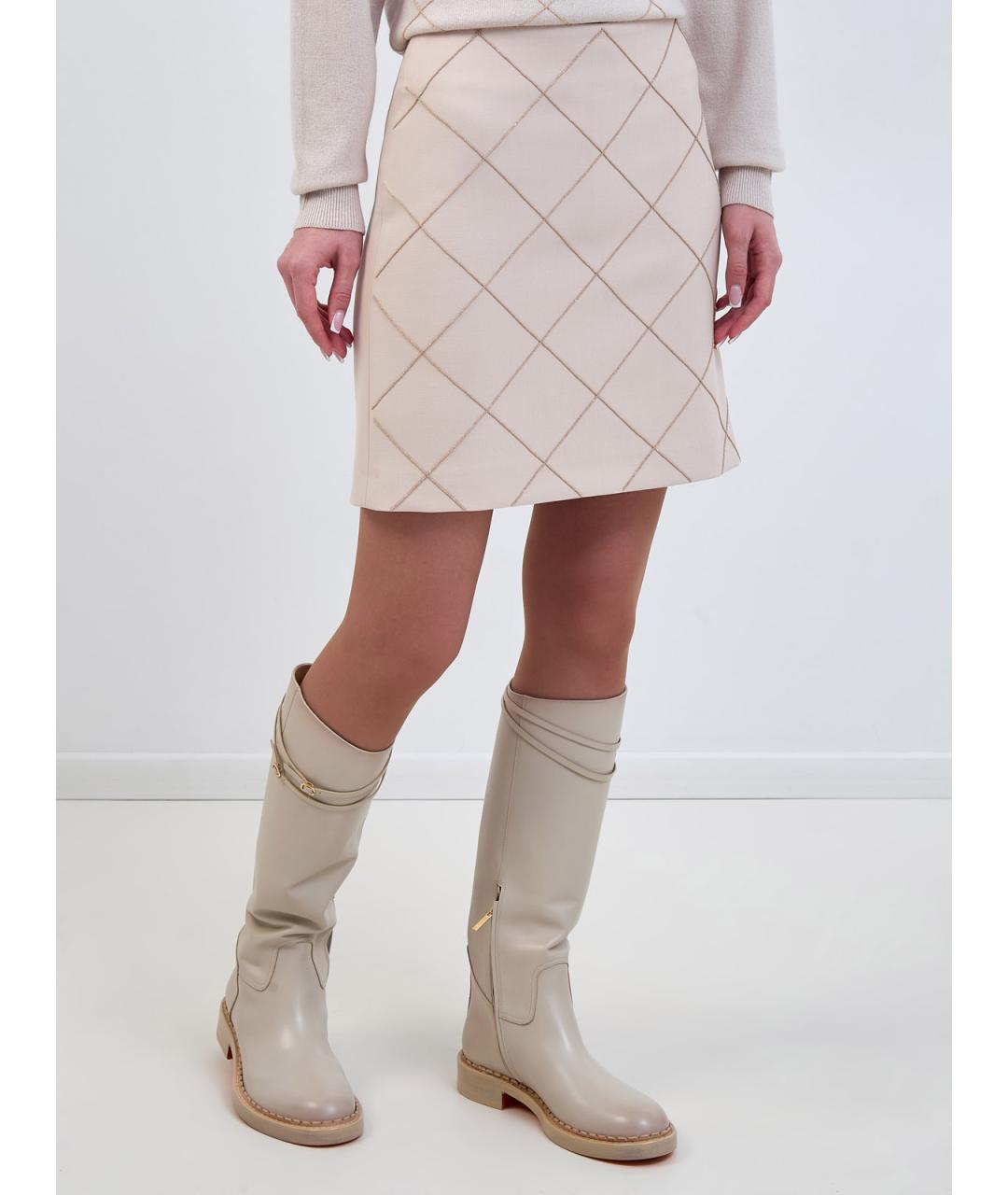 PESERICO Бежевая полиэстеровая юбка мини, фото 3