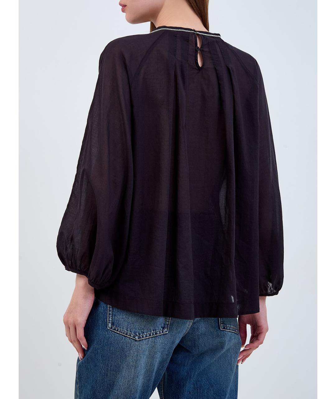 PESERICO Черная хлопковая блузы, фото 4