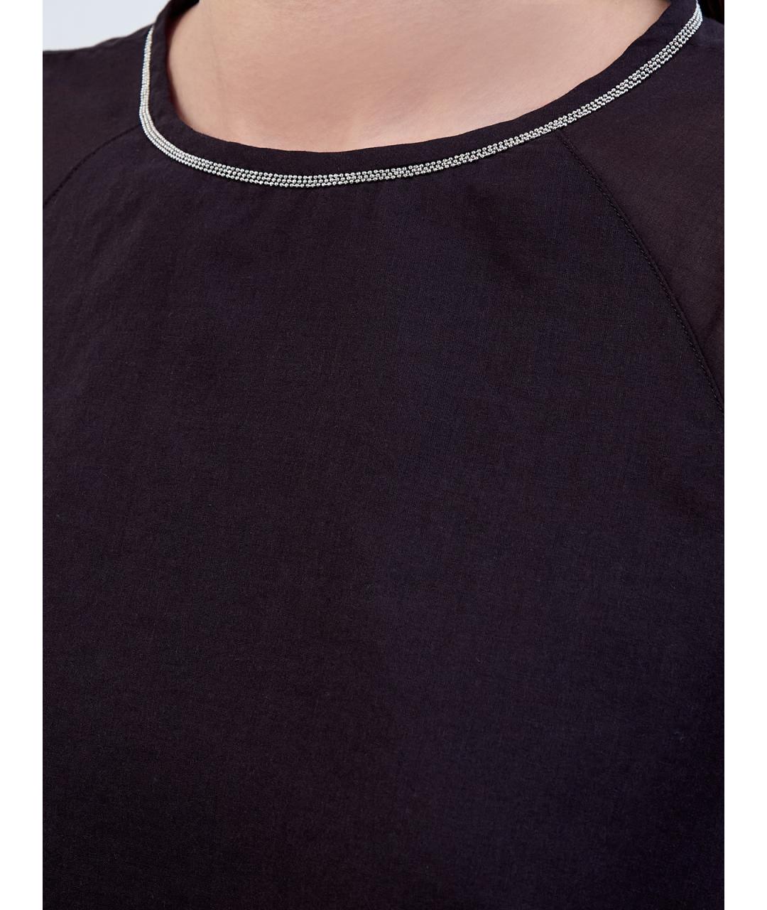 PESERICO Черная хлопковая блузы, фото 5