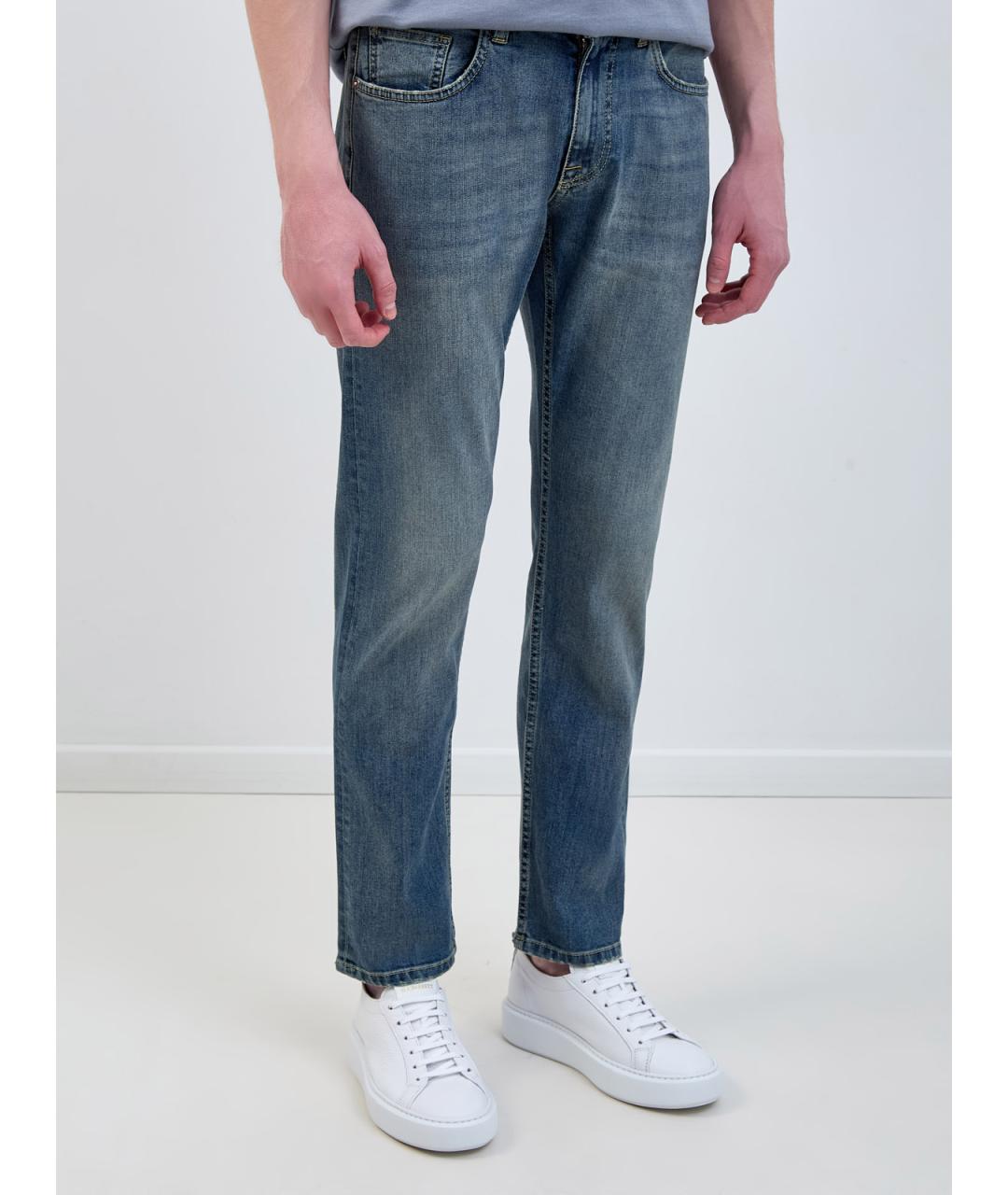 ELEVENTY Синие хлопковые прямые джинсы, фото 3