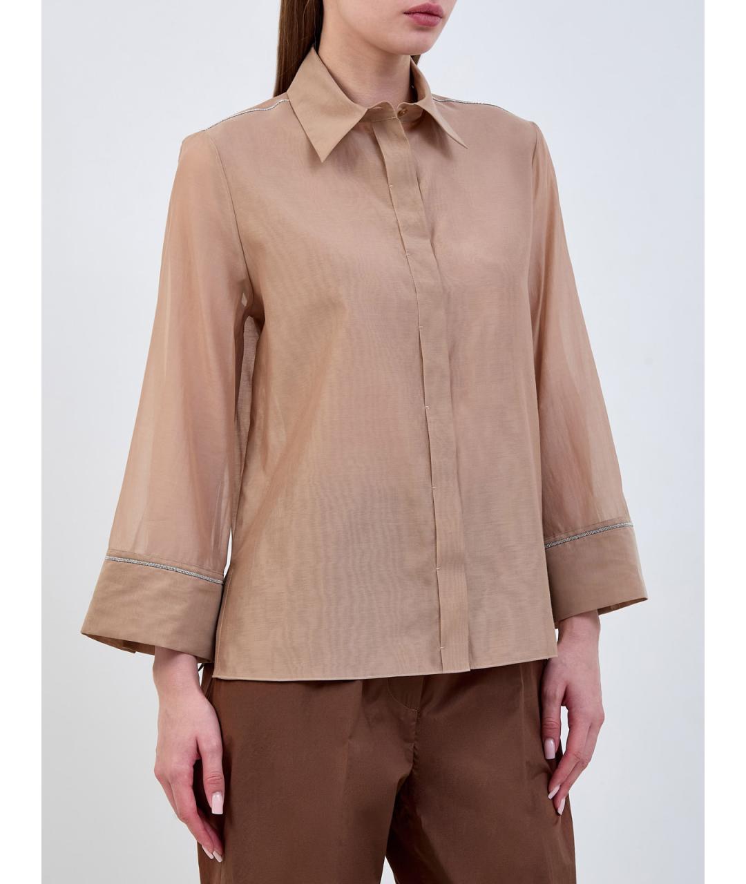 PESERICO Бежевая хлопковая блузы, фото 3