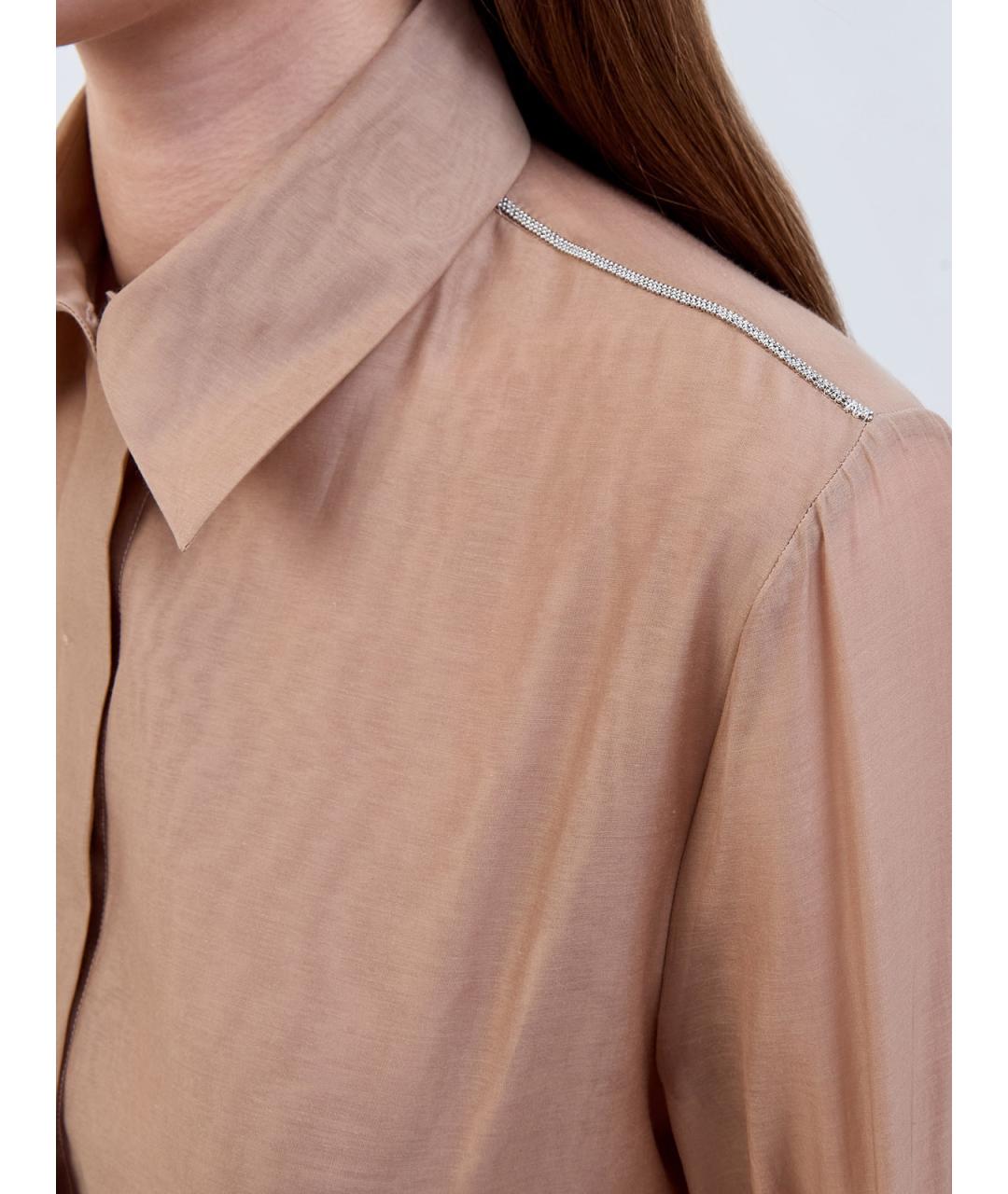PESERICO Бежевая хлопковая блузы, фото 5
