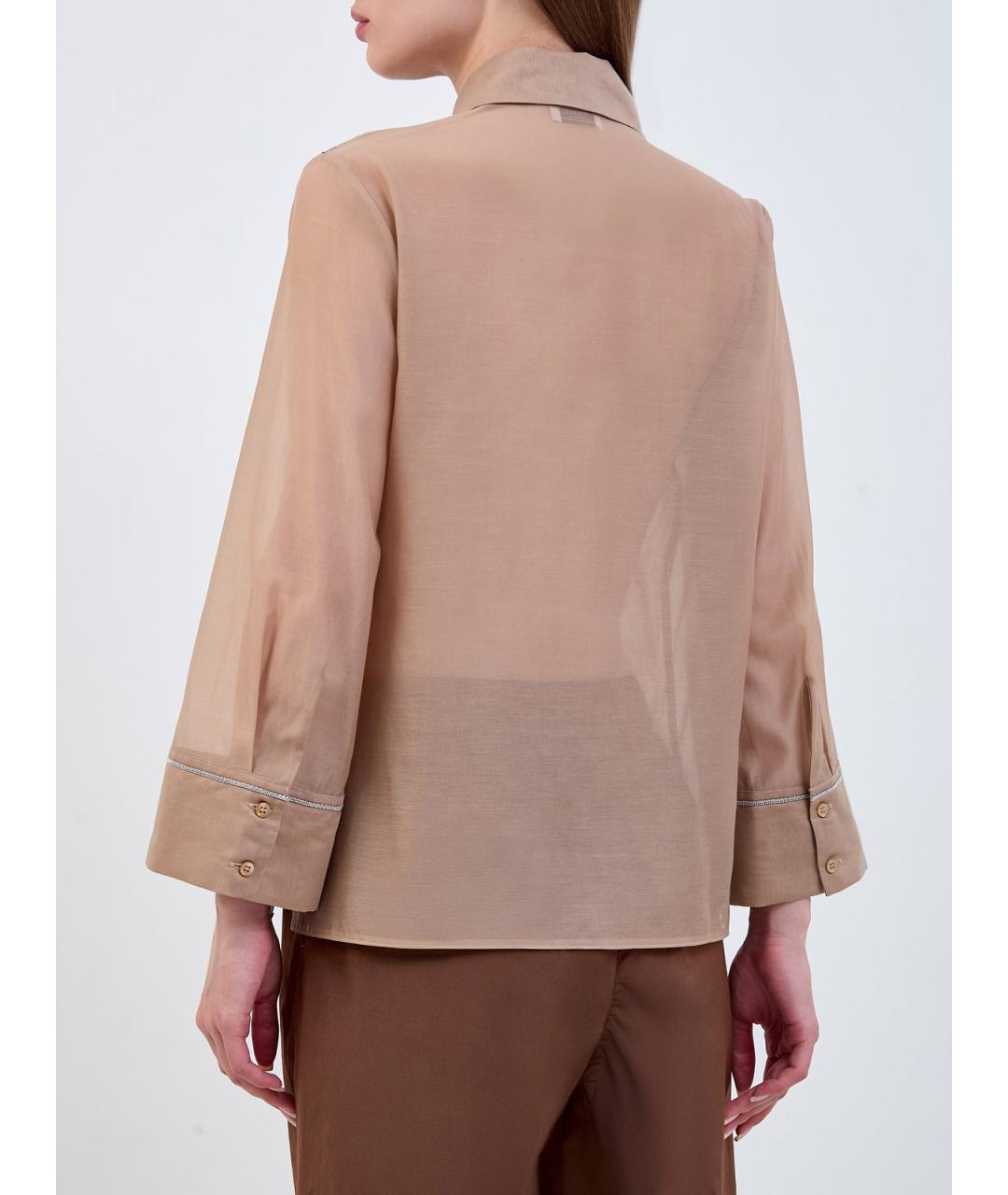 PESERICO Бежевая хлопковая блузы, фото 4