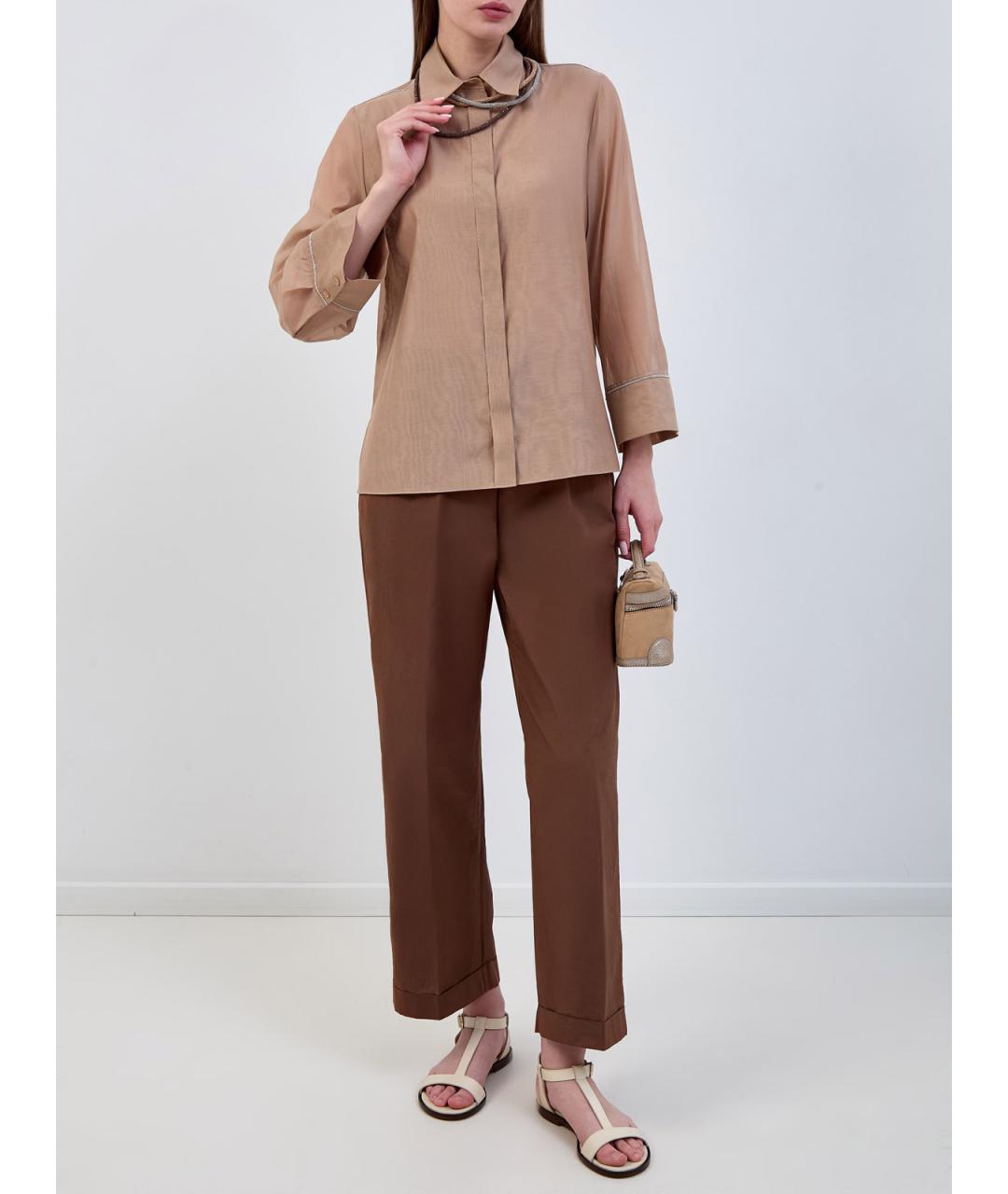 PESERICO Бежевая хлопковая блузы, фото 2