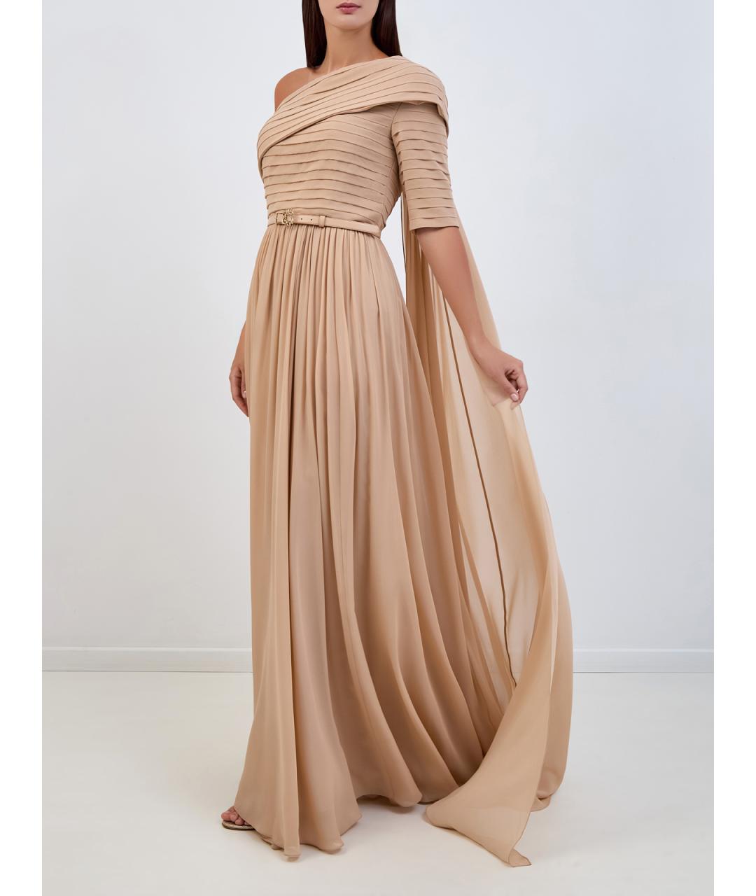 ELIE SAAB Бежевое шелковое вечернее платье, фото 2