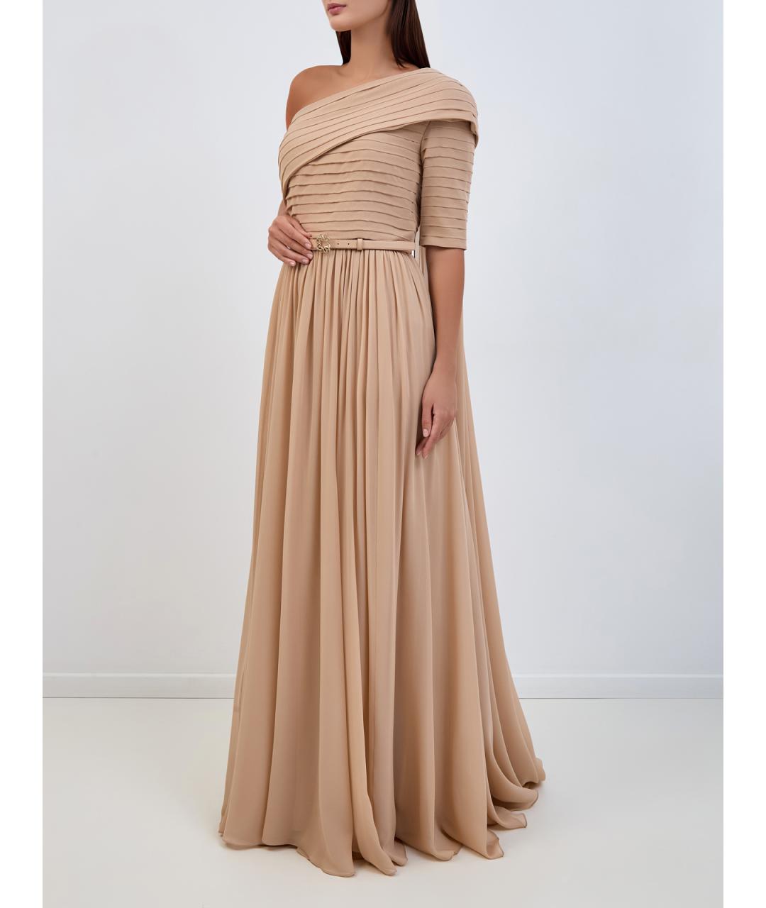 ELIE SAAB Бежевое шелковое вечернее платье, фото 3