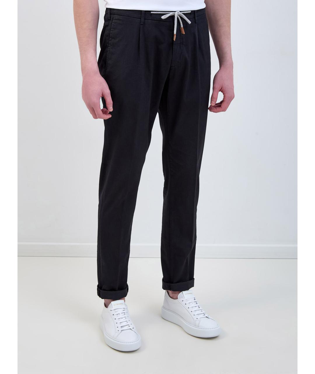 ELEVENTY Черные хлопковые повседневные брюки, фото 3